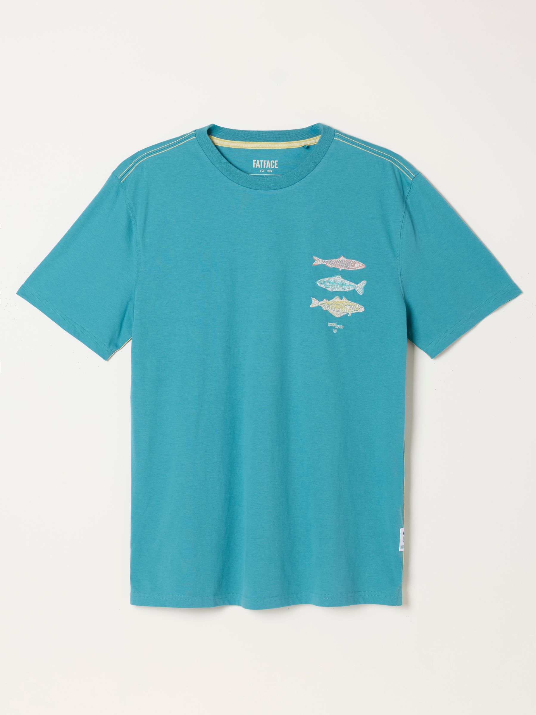 Teal Blue MCS Fish Graphic T-Shirt - Image 6 of 6