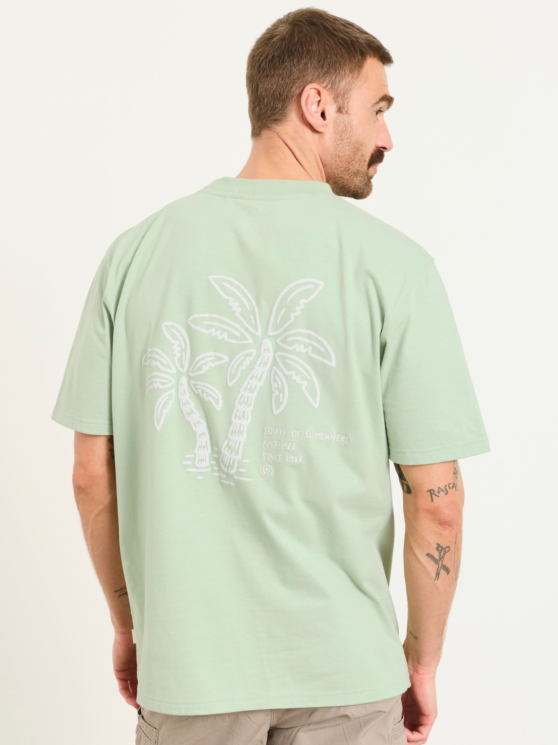 Relaxed Fit Light Green South Palm Graphic T-Shirt - Image 1 of 5