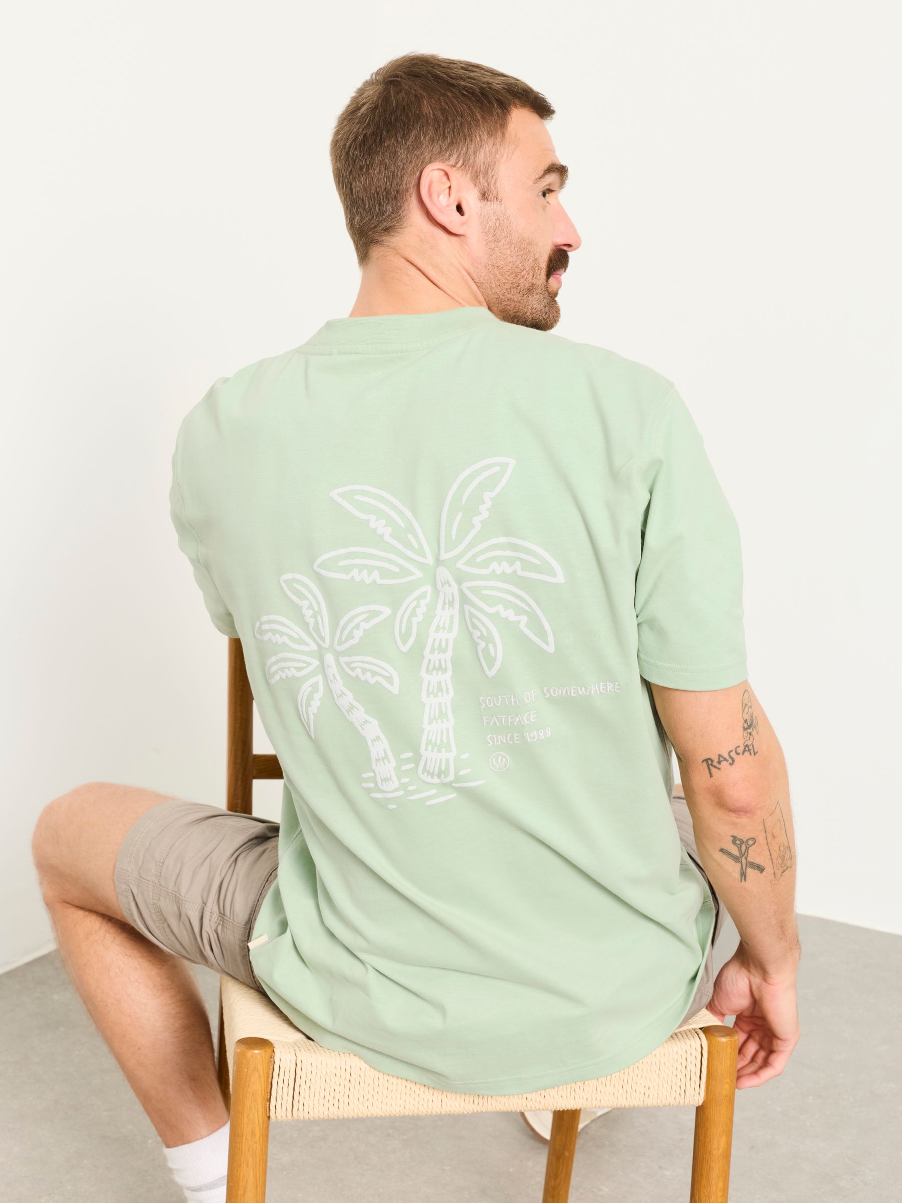 Relaxed Fit Light Green South Palm Graphic T-Shirt - Image 2 of 5 Relaxed Fit Light Green South Palm Graphic T-Shirt - Image 2 of 5