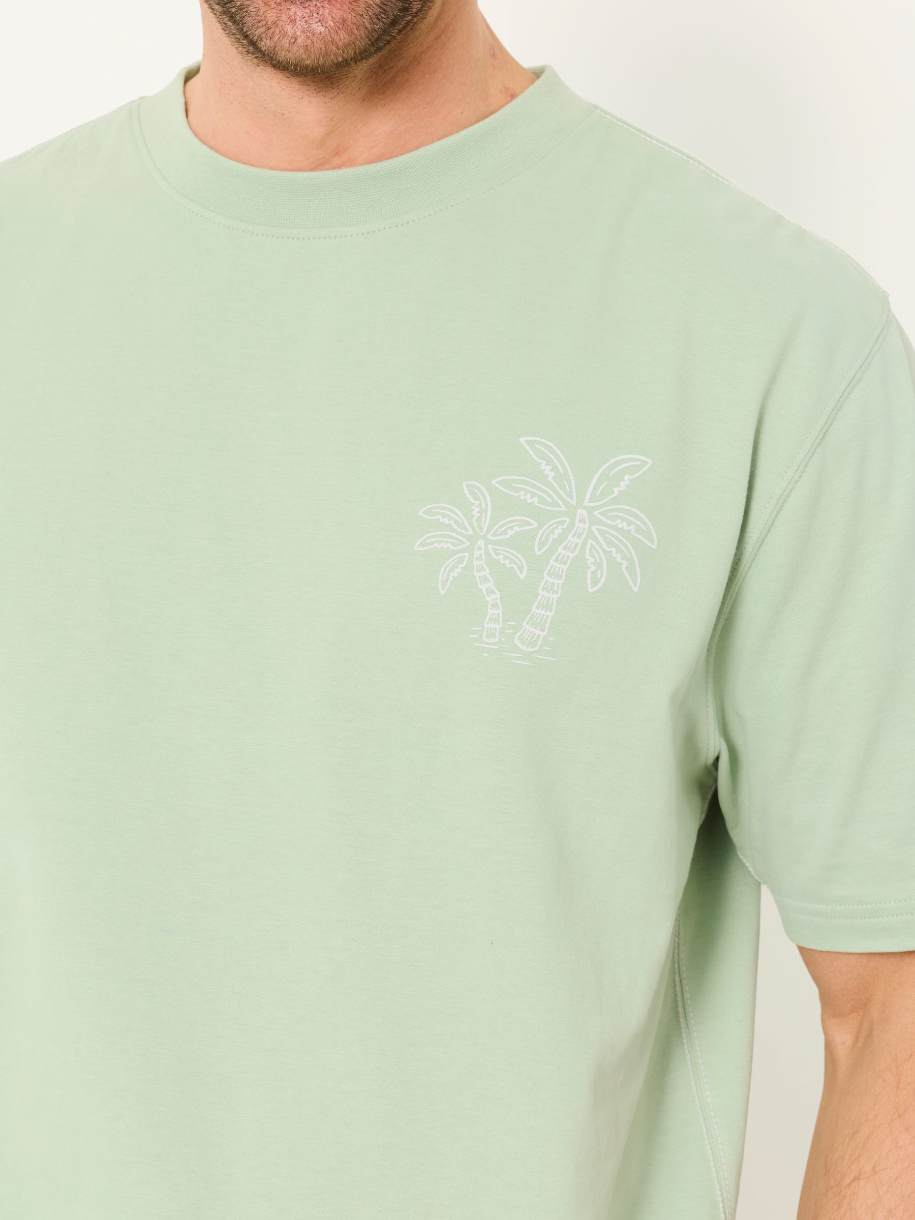 Relaxed Fit Light Green South Palm Graphic T-Shirt - Image 3 of 5