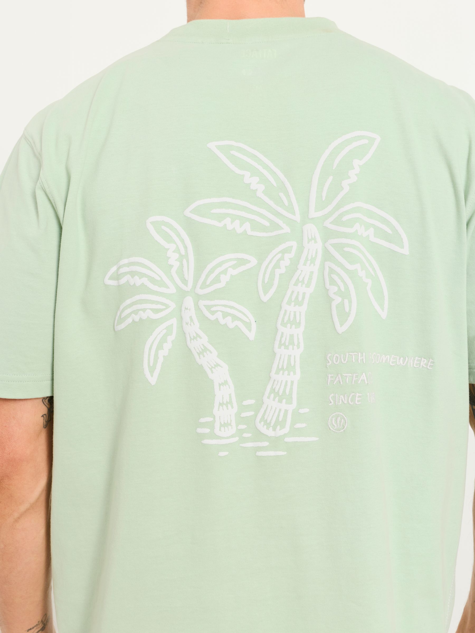 Relaxed Fit Light Green South Palm Graphic T-Shirt - Image 4 of 5