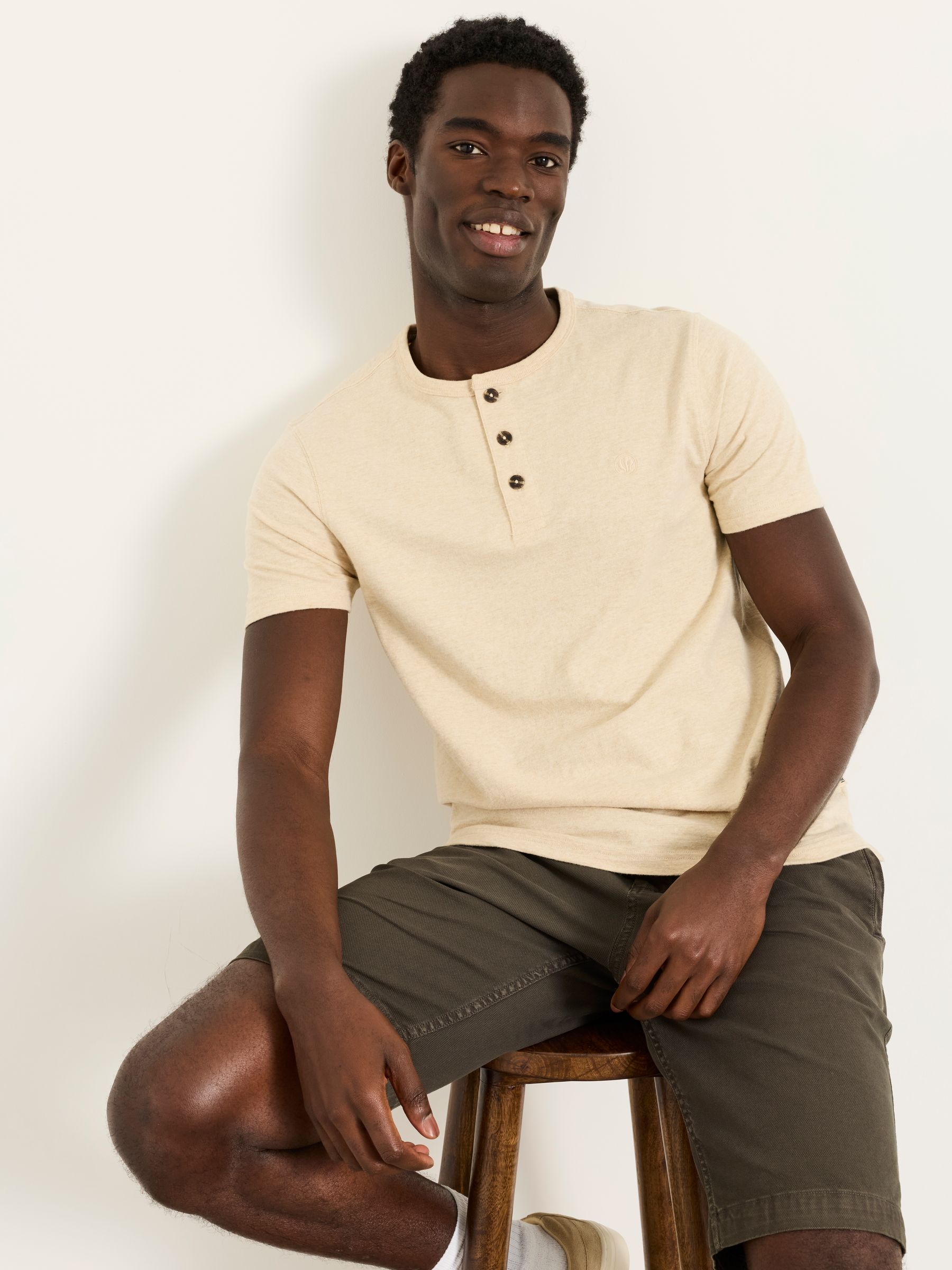 Natural Short Sleeve Woodside Henley - Image 1 of 6