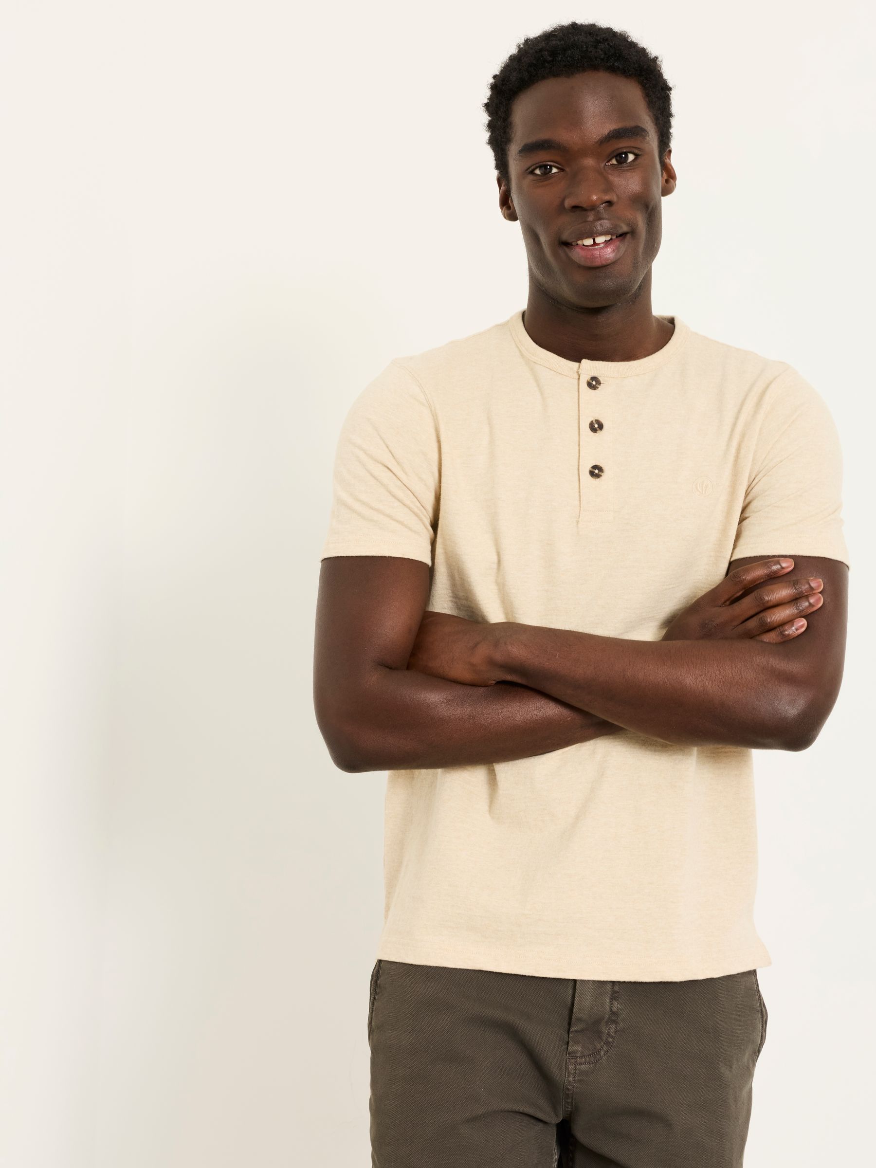 Natural Short Sleeve Woodside Henley - Image 4 of 6