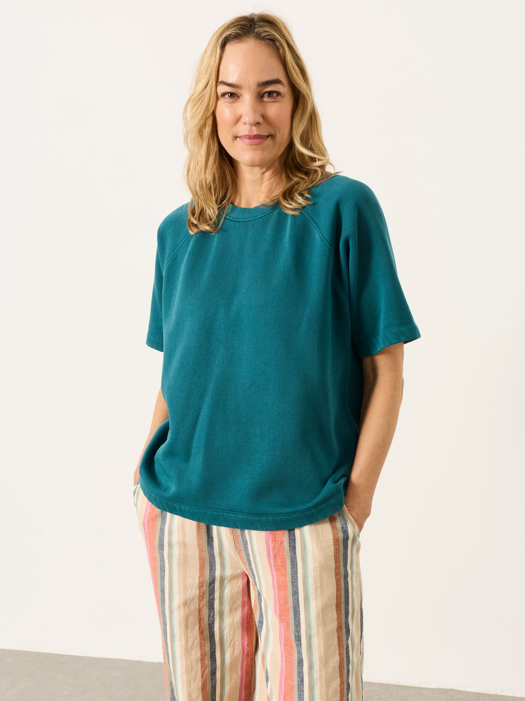 Ginny Teal Blue Short Sleeve Sweat Top - Image 2 of 5