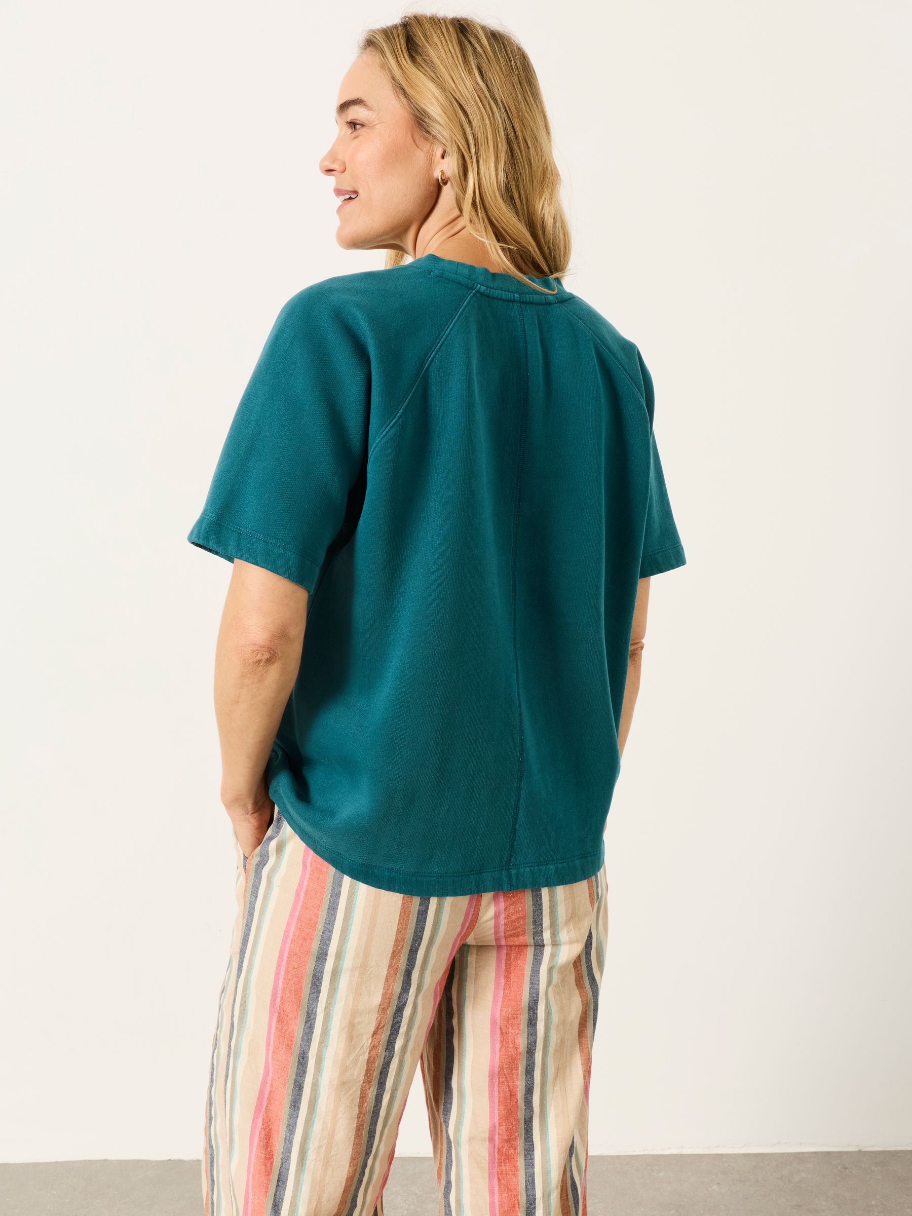 Ginny Teal Blue Short Sleeve Sweat Top - Image 3 of 5
