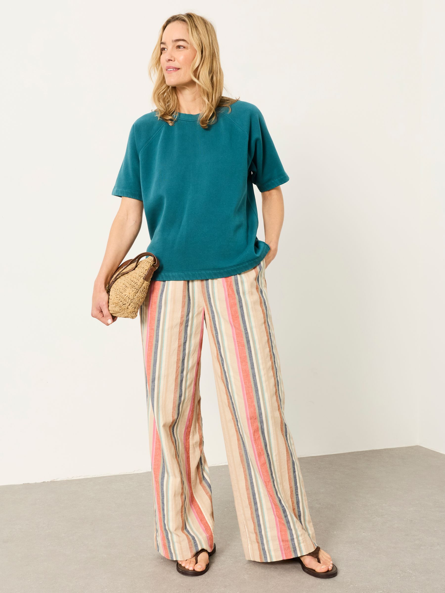 Ginny Teal Blue Short Sleeve Sweat Top - Image 4 of 5