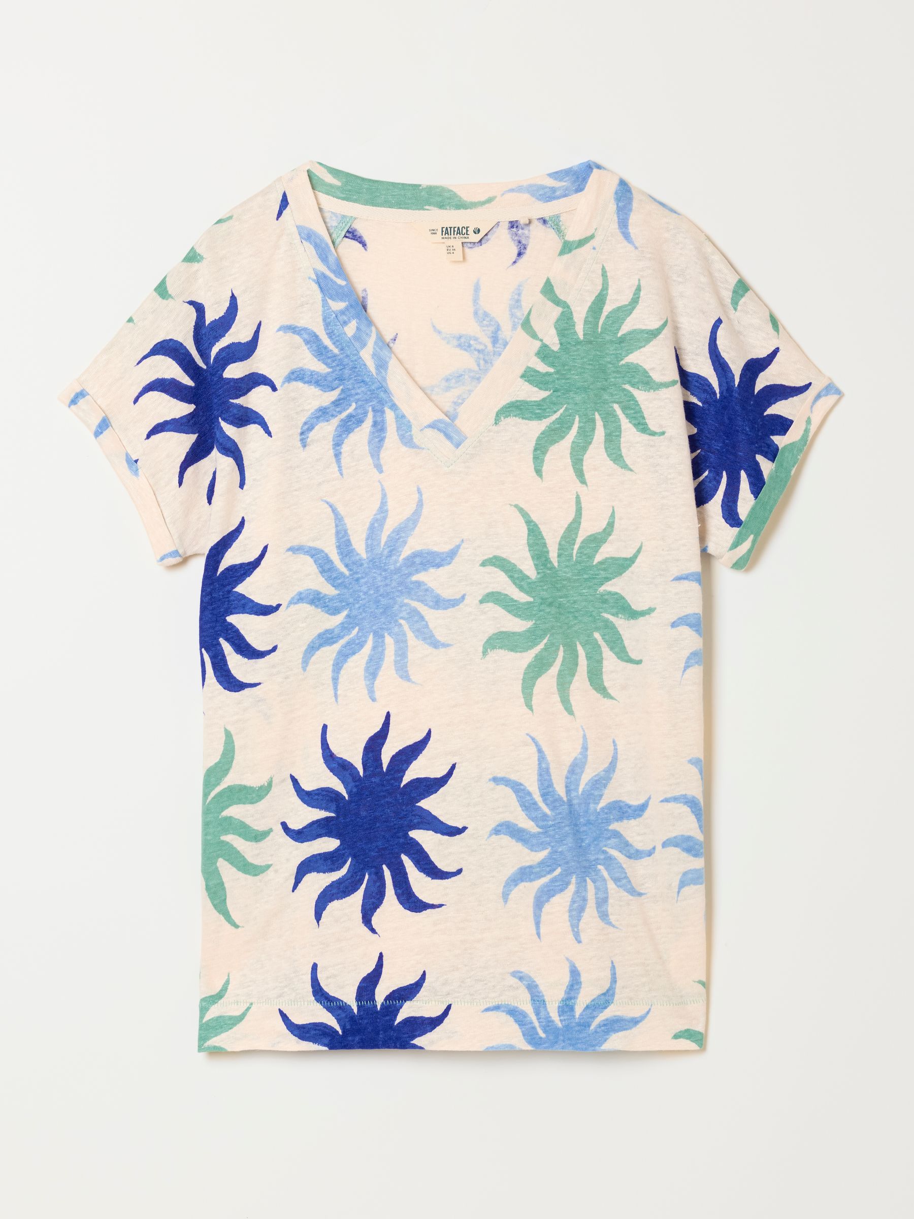 Lauren Ivory Sun Tile Linen V Neck T Shirt - Image 5 of 5