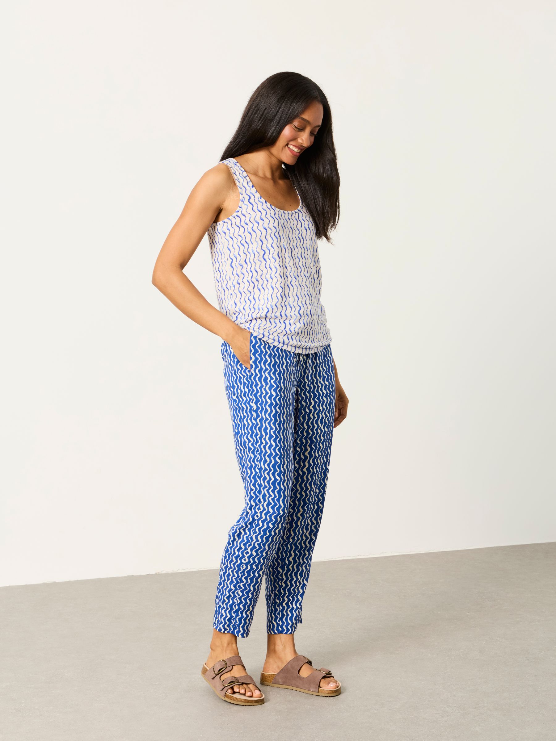 Laine Ivory Wave Linen Tank | FatFace