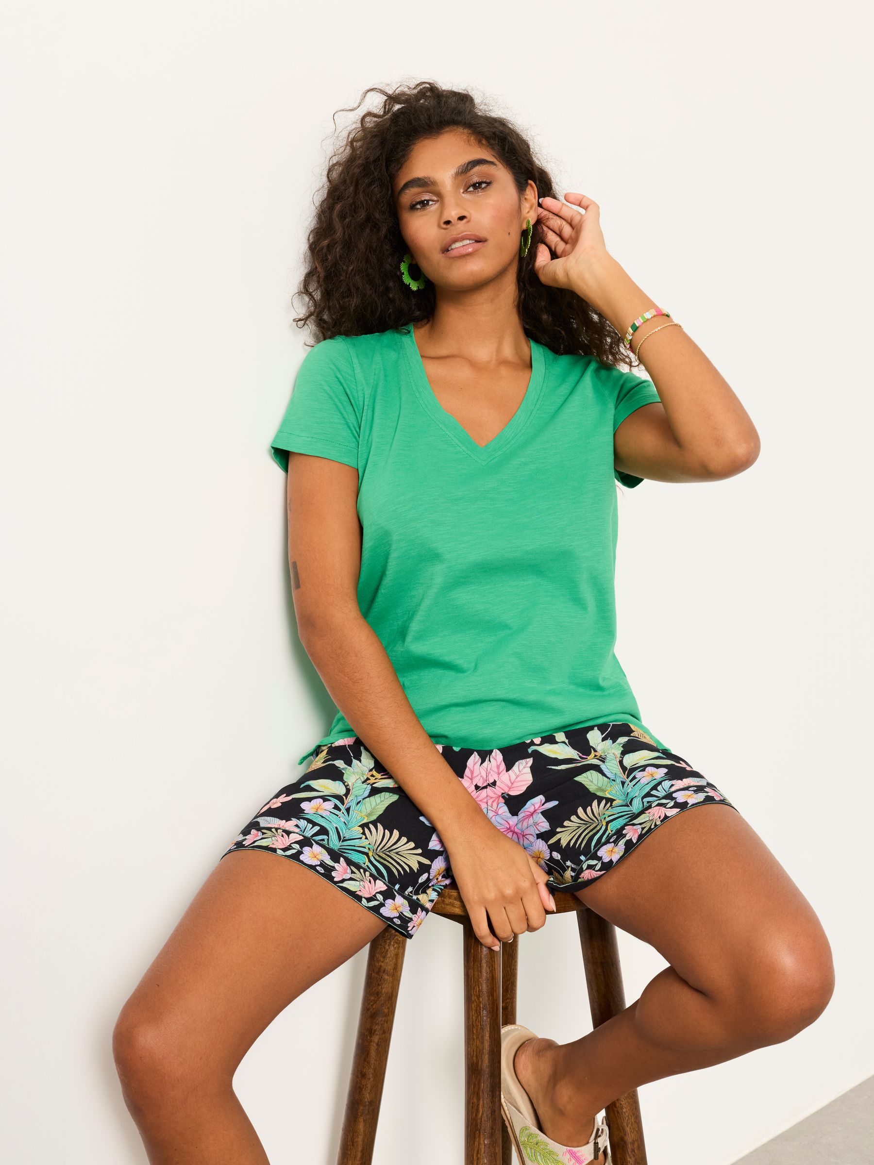 Demi Green V Neck T Shirt - Image 1 of 5 Demi Green V Neck T Shirt - Image 1 of 5