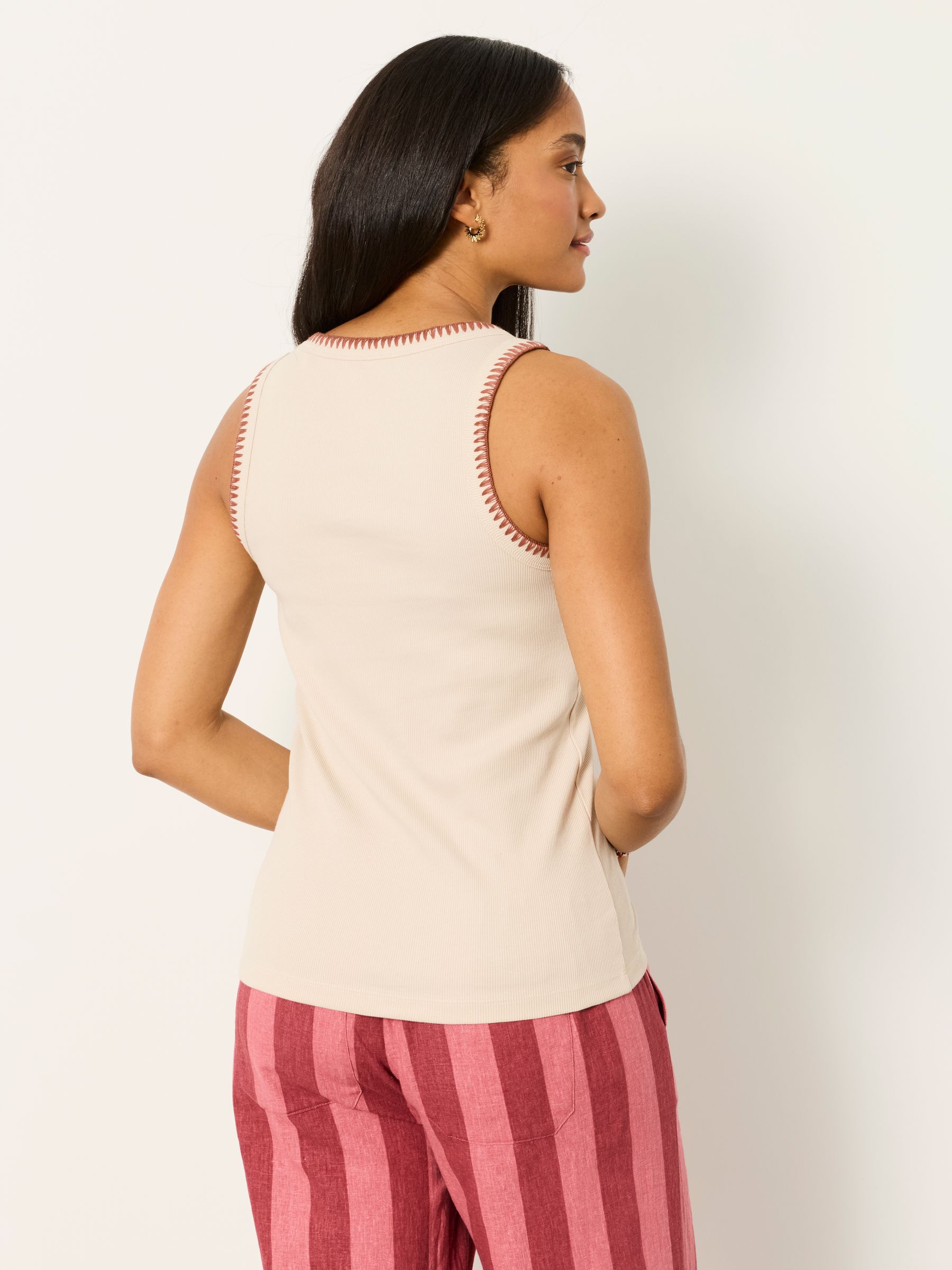 Bella Ecru Stitch Detail Ribbed Vest - Image 3 of 7