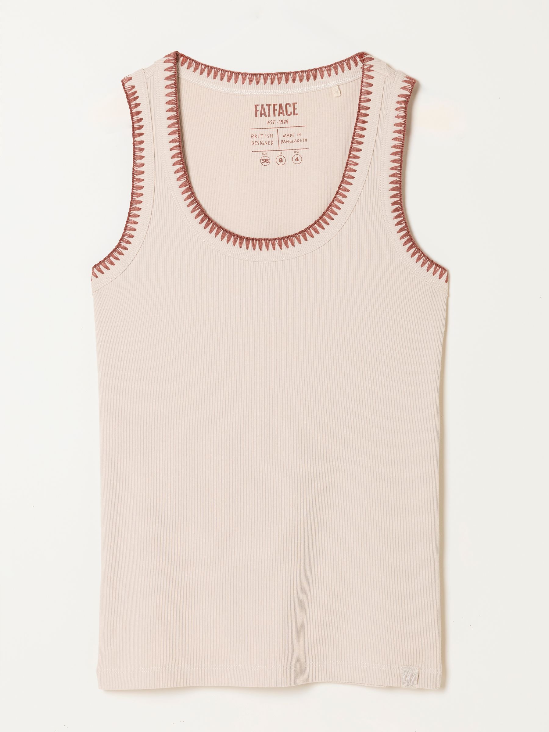 Bella Ecru Stitch Detail Ribbed Vest - Image 7 of 7