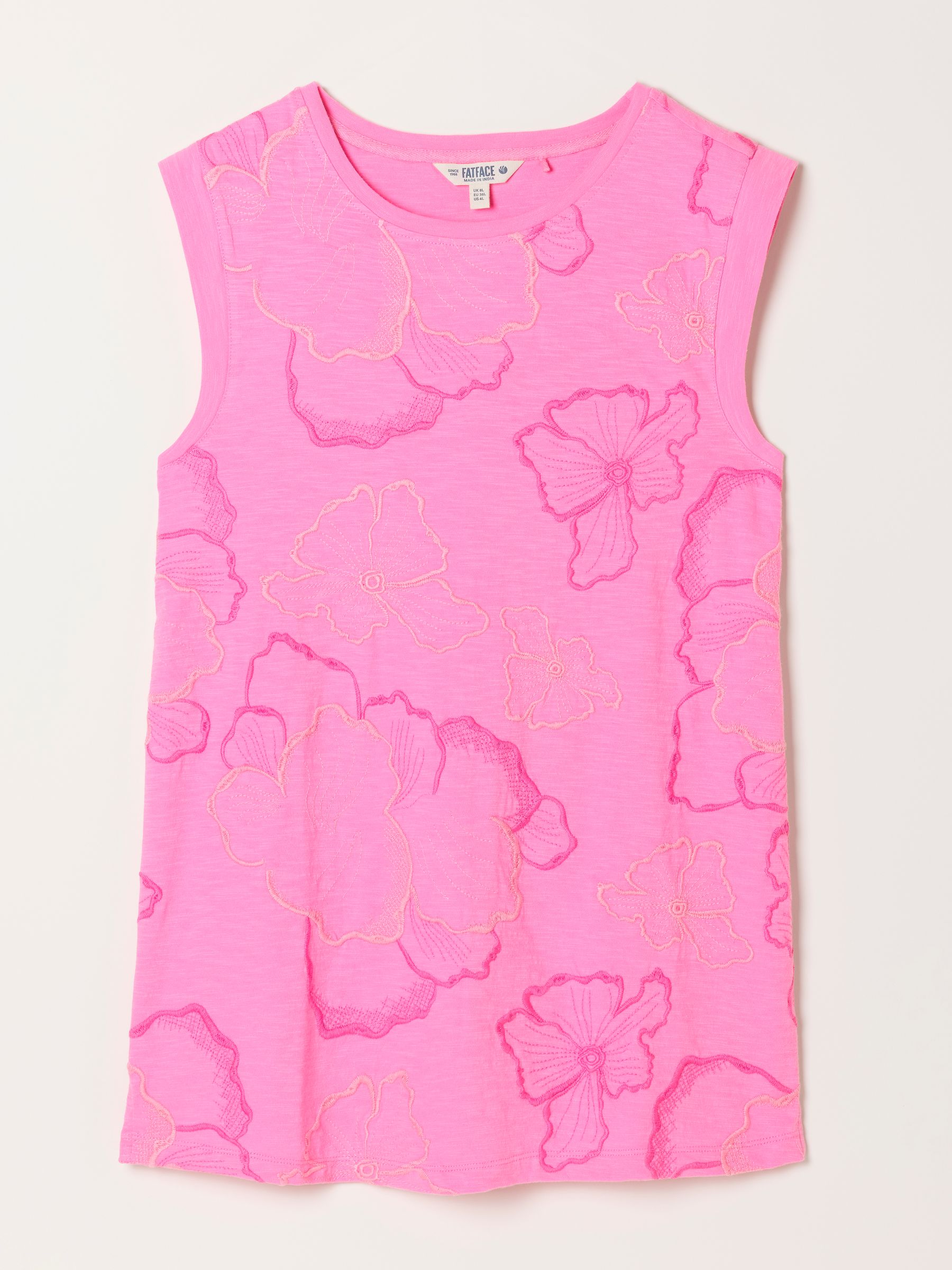 Tia Pink Embroidered Sleeveless Tank Top - Image 1 of 1