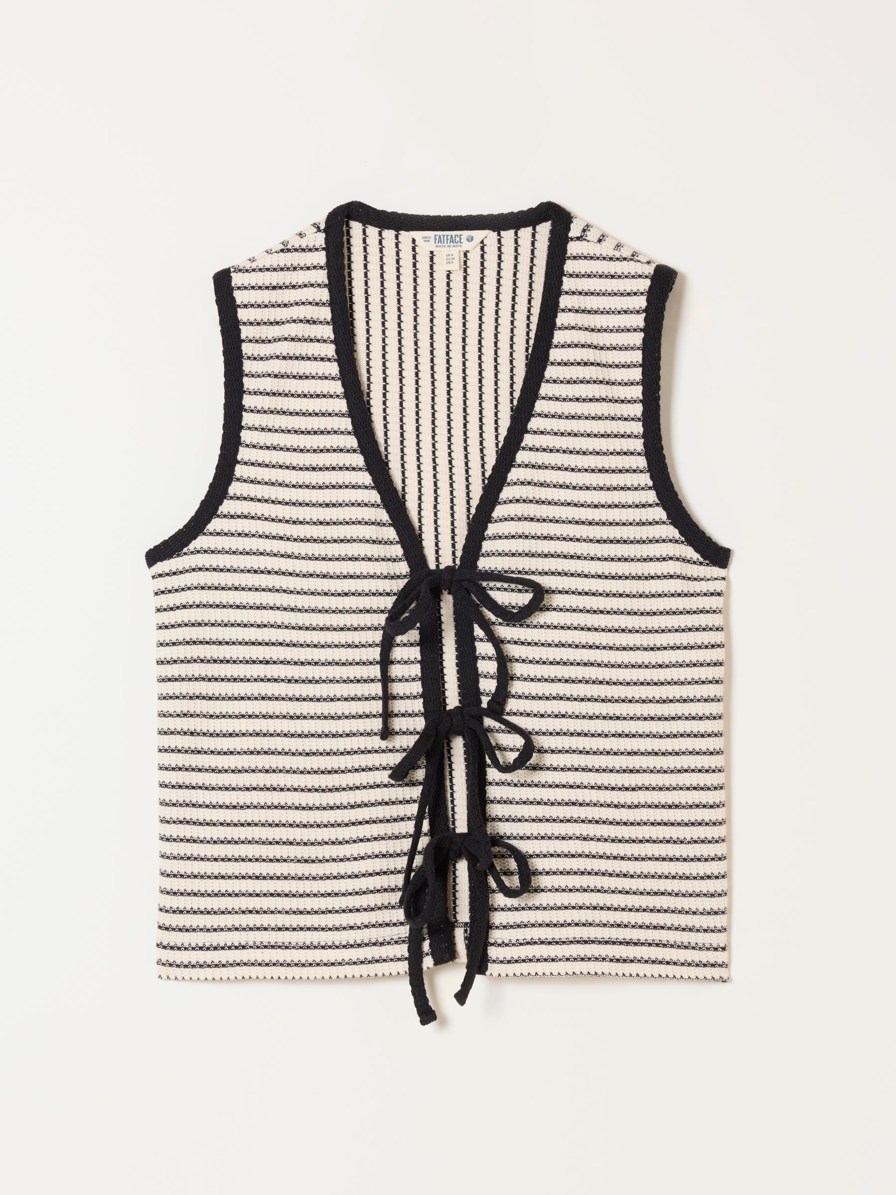 Isla Ivory Textured Stripe Tie Front Tank - Image 5 of 5