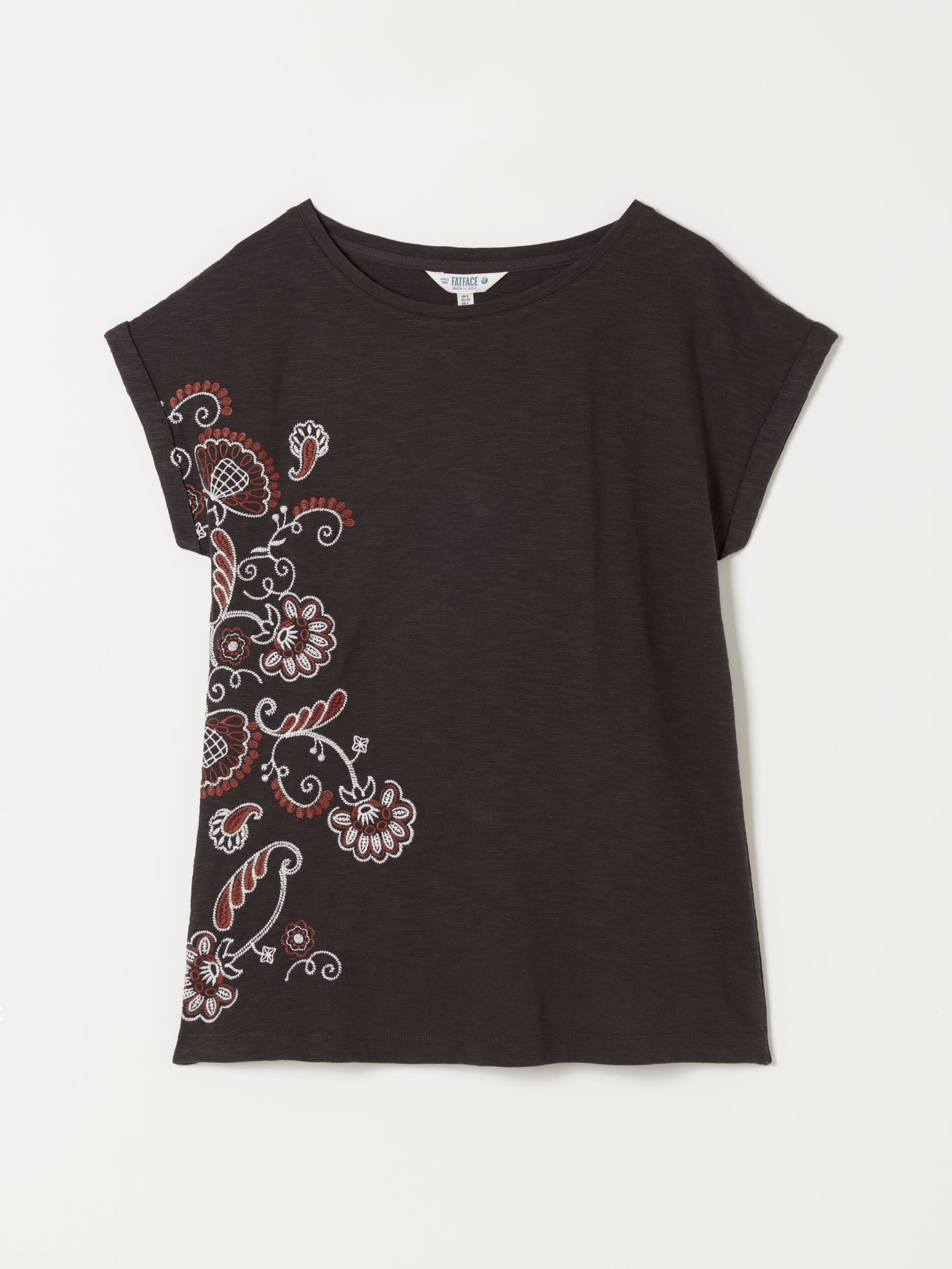 Ivy Chocolate Brown Floral Embroidered T-Shirt - Image 5 of 5