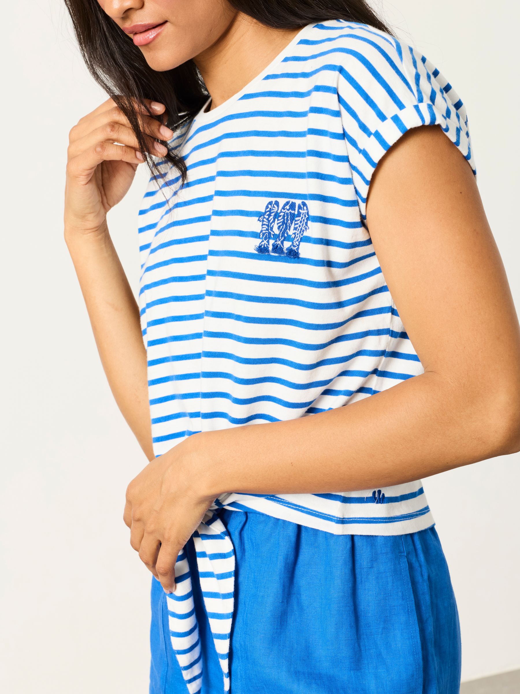 Blue Sardines Tie Front Stripe T Shirt - Image 3 of 6