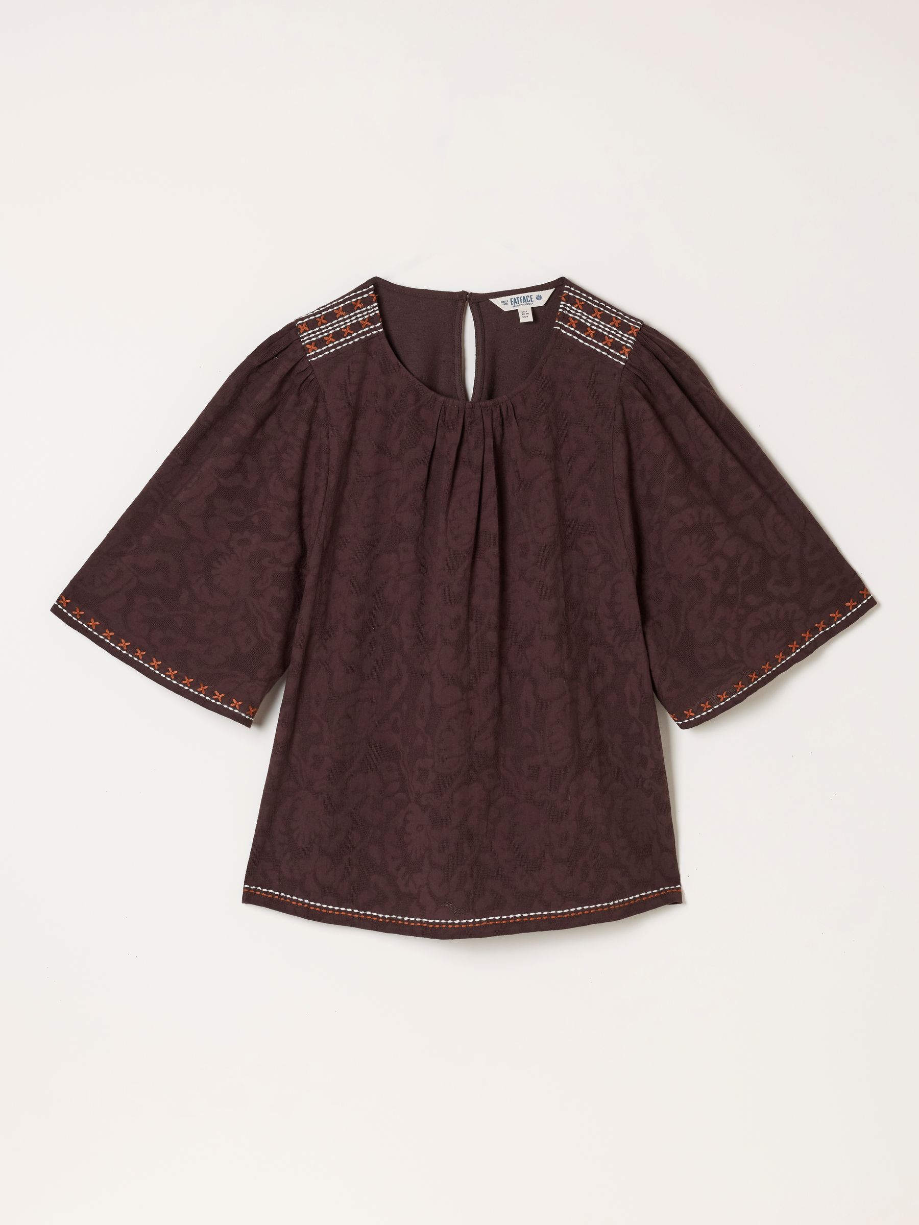 Faye Chocolate Brown Flutter Sleeve Top - Image 5 of 5