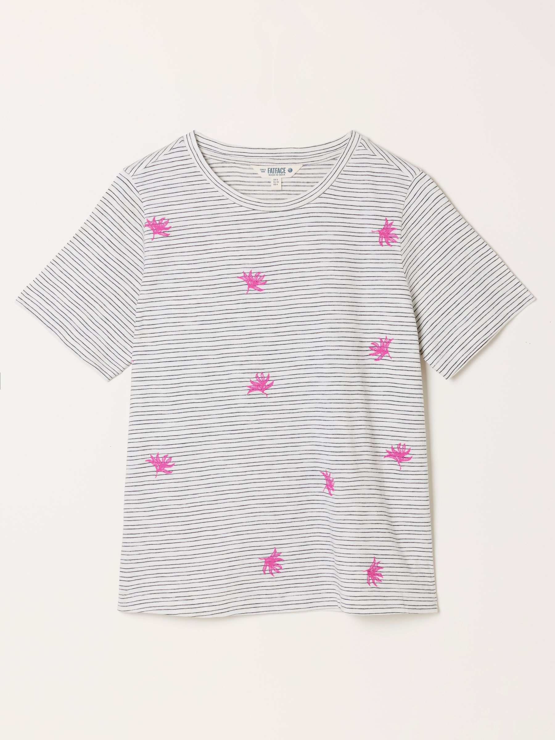 Ivory Stripe Embroidered Flower T-Shirt - Image 1 of 1