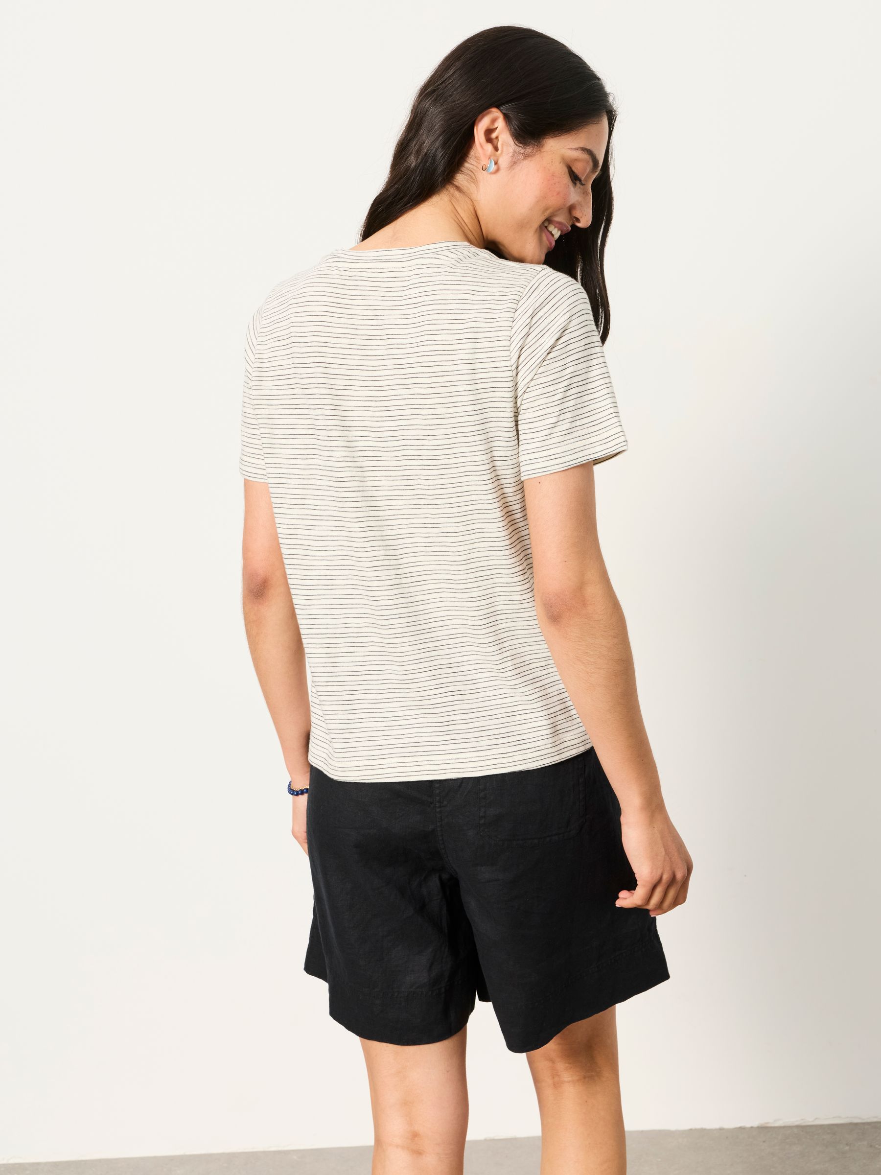 Ivory Stripe Embroidered Flower T-Shirt - Image 2 of 5