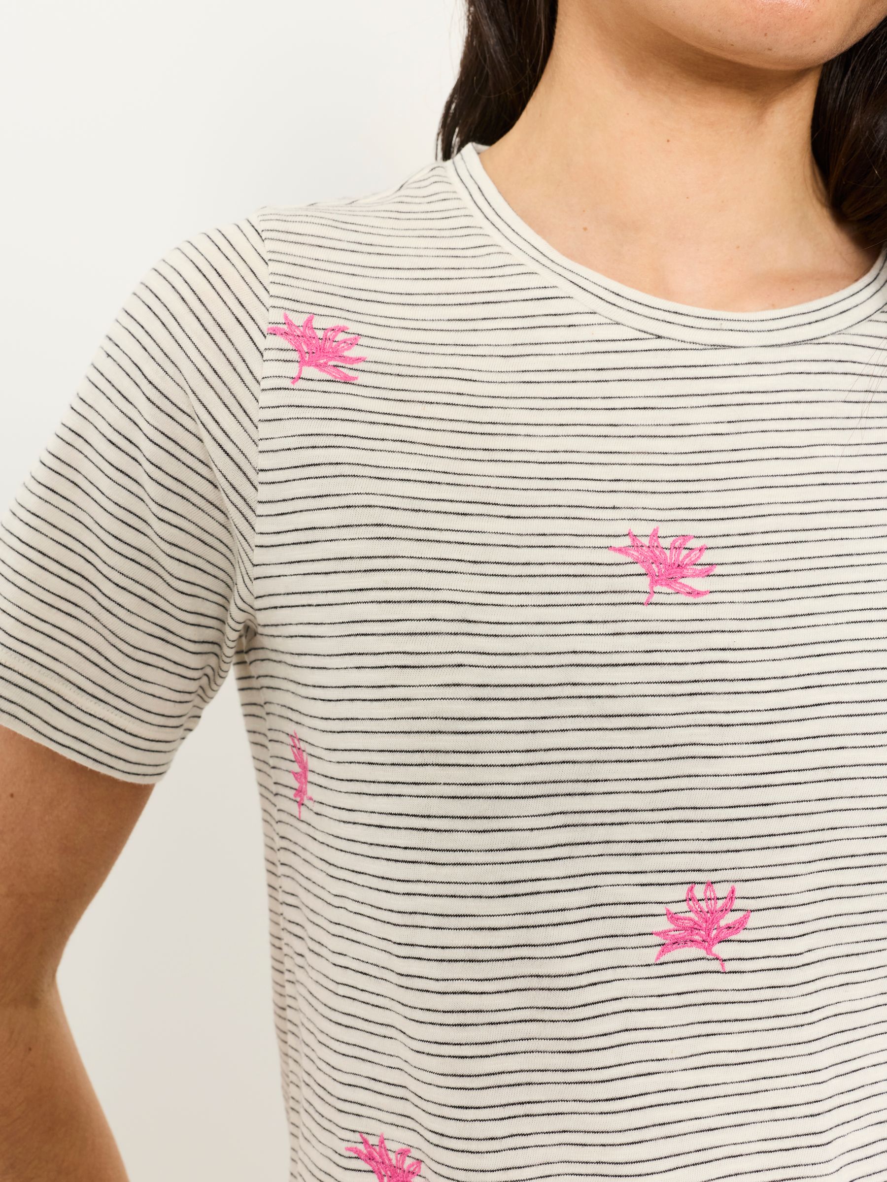 Ivory Stripe Embroidered Flower T-Shirt - Image 3 of 5