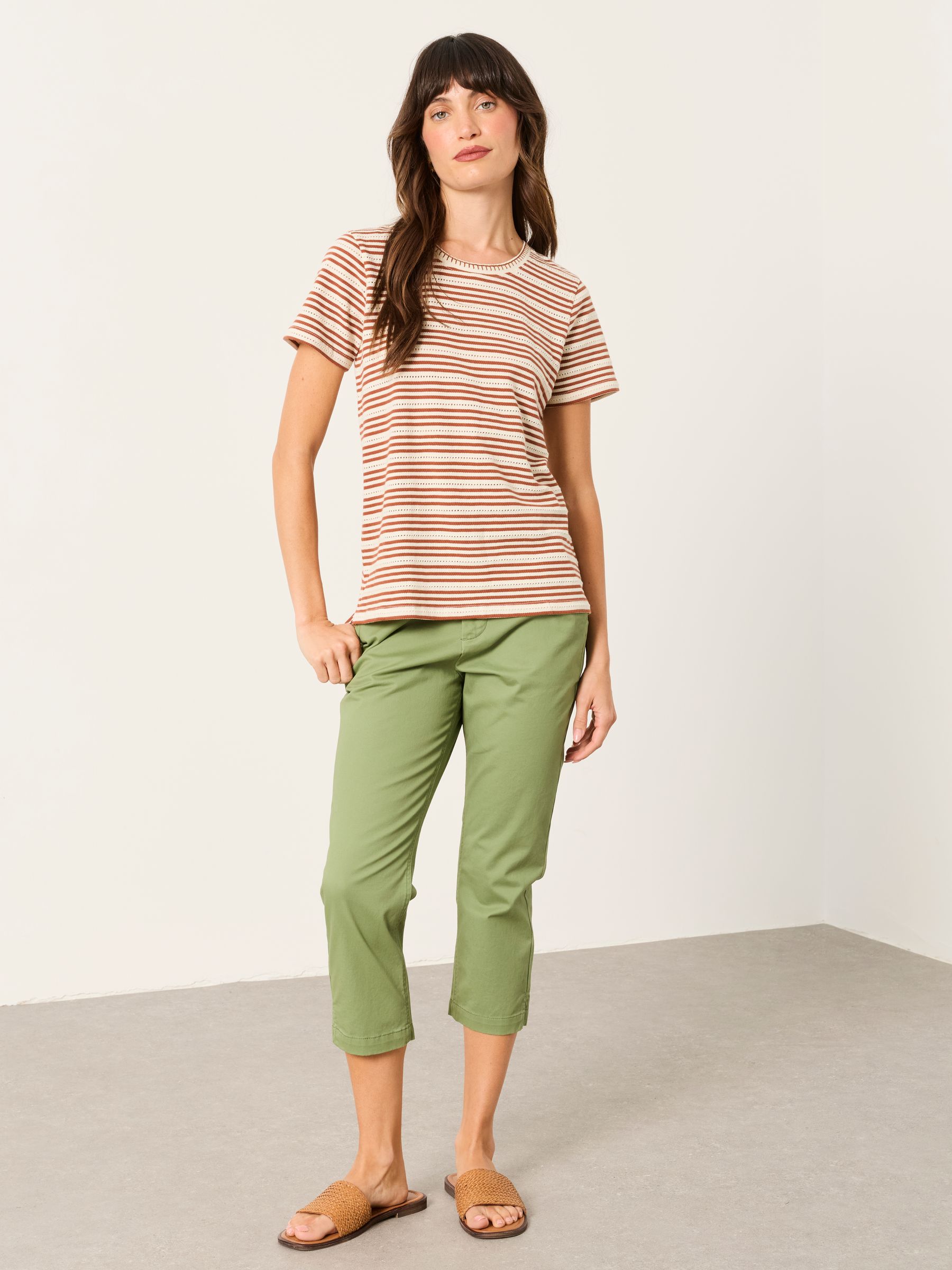 Natalie Chestnut Brown Textured Stripe T-Shirt - Image 3 of 5
