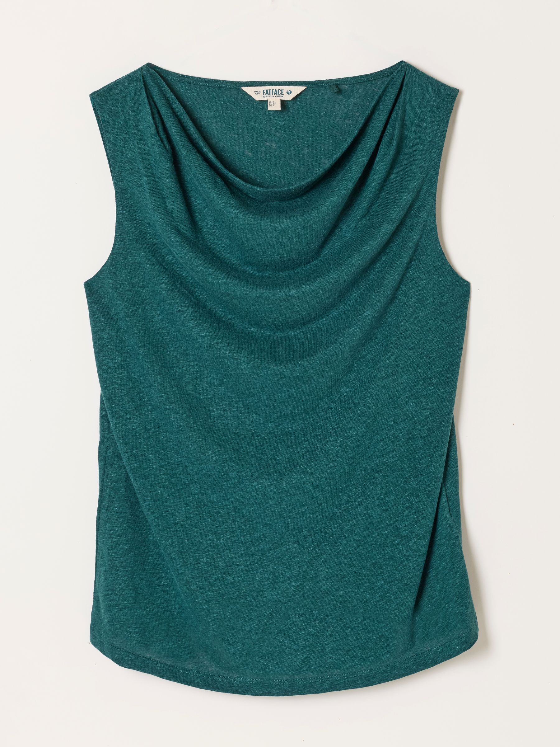 Lola Dark Teal Linen Cowl Neck Tank - Image 6 of 6 Lola Dark Teal Linen Cowl Neck Tank - Image 6 of 6