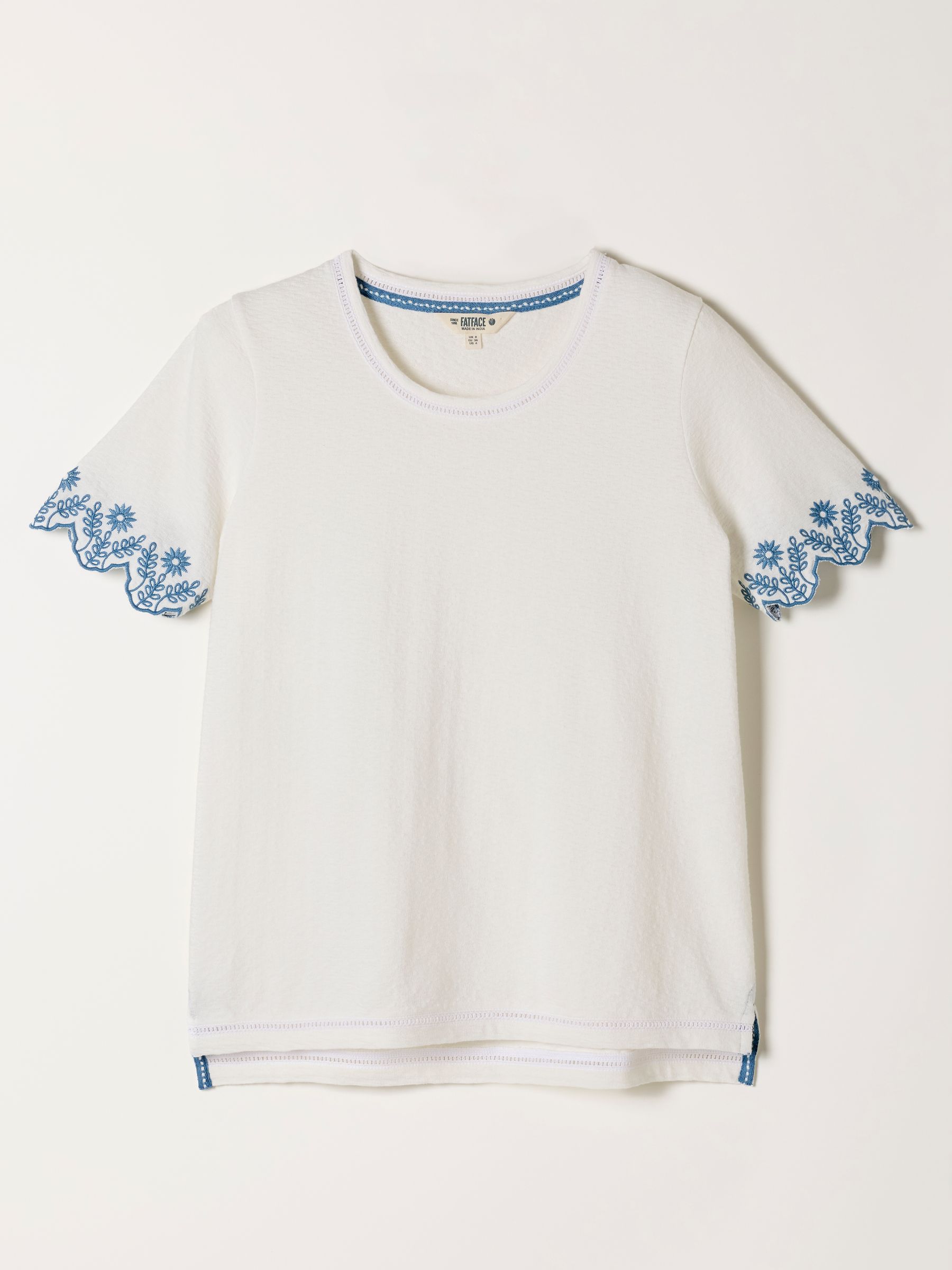 Natalie Ivory Embroidered Sleeve T Shirt - Image 1 of 1
