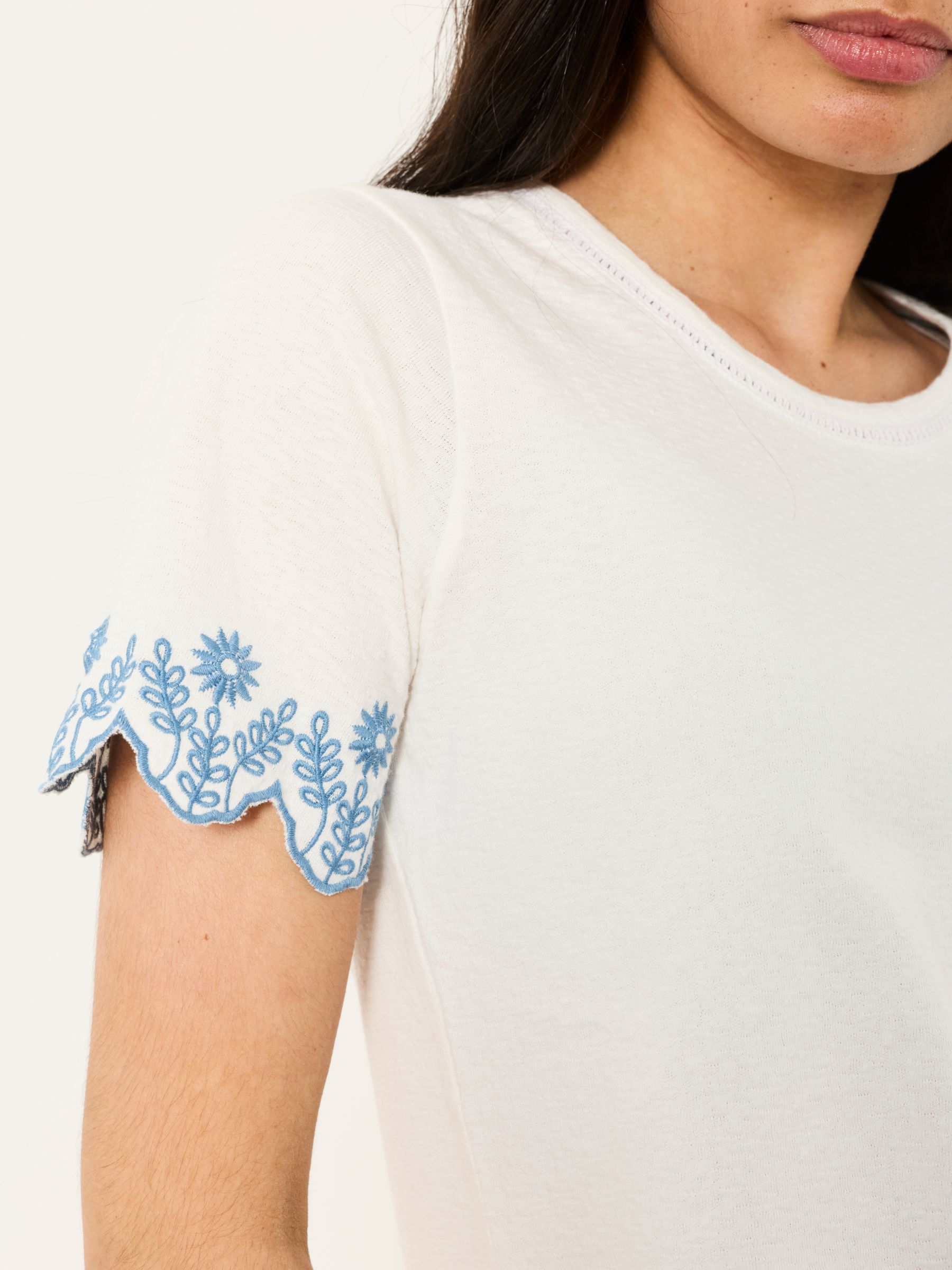 Natalie Ivory Embroidered Sleeve T Shirt - Image 3 of 5