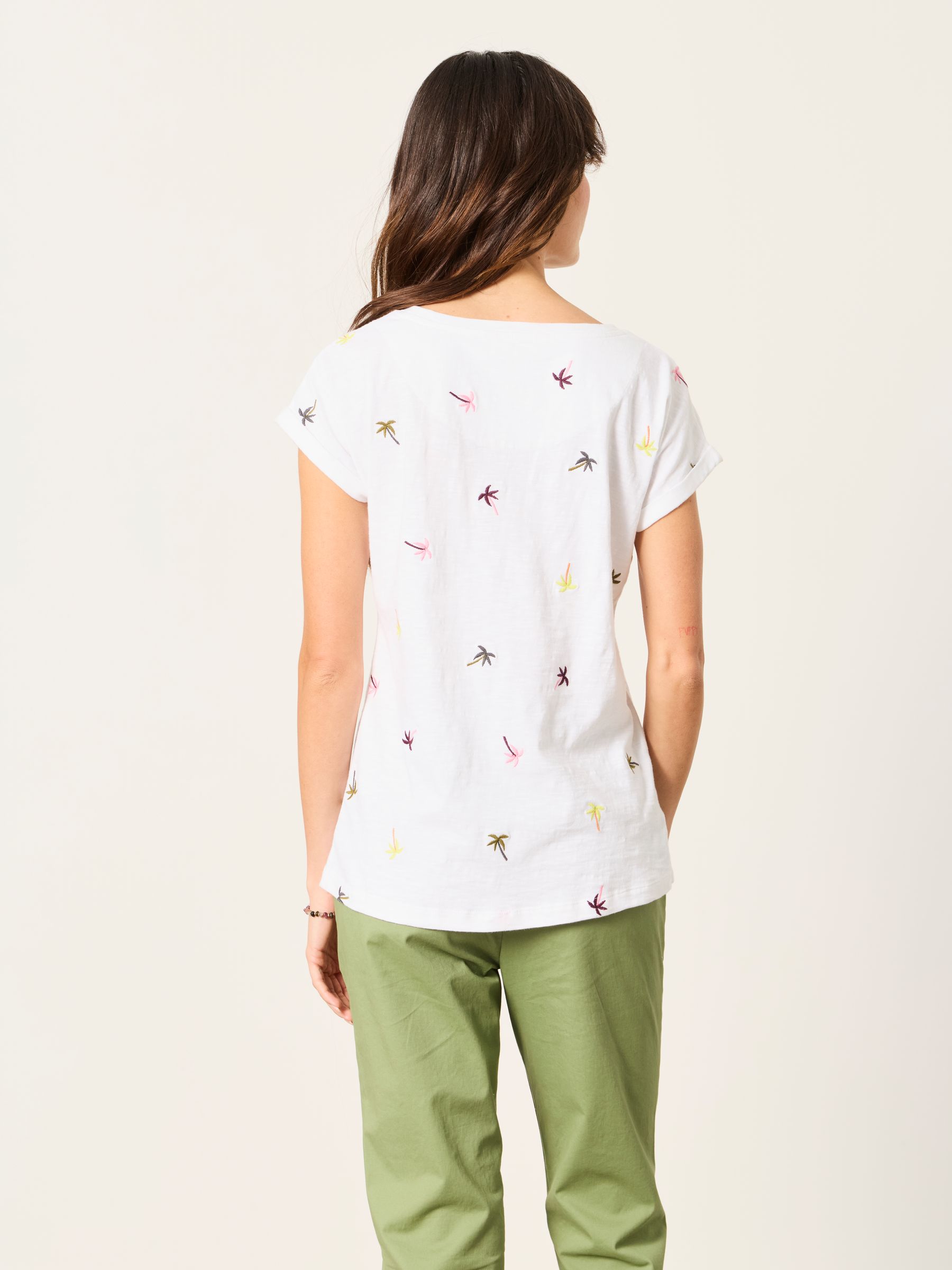 Ivy White Embroidered Palm Tree T Shirt - Image 2 of 5