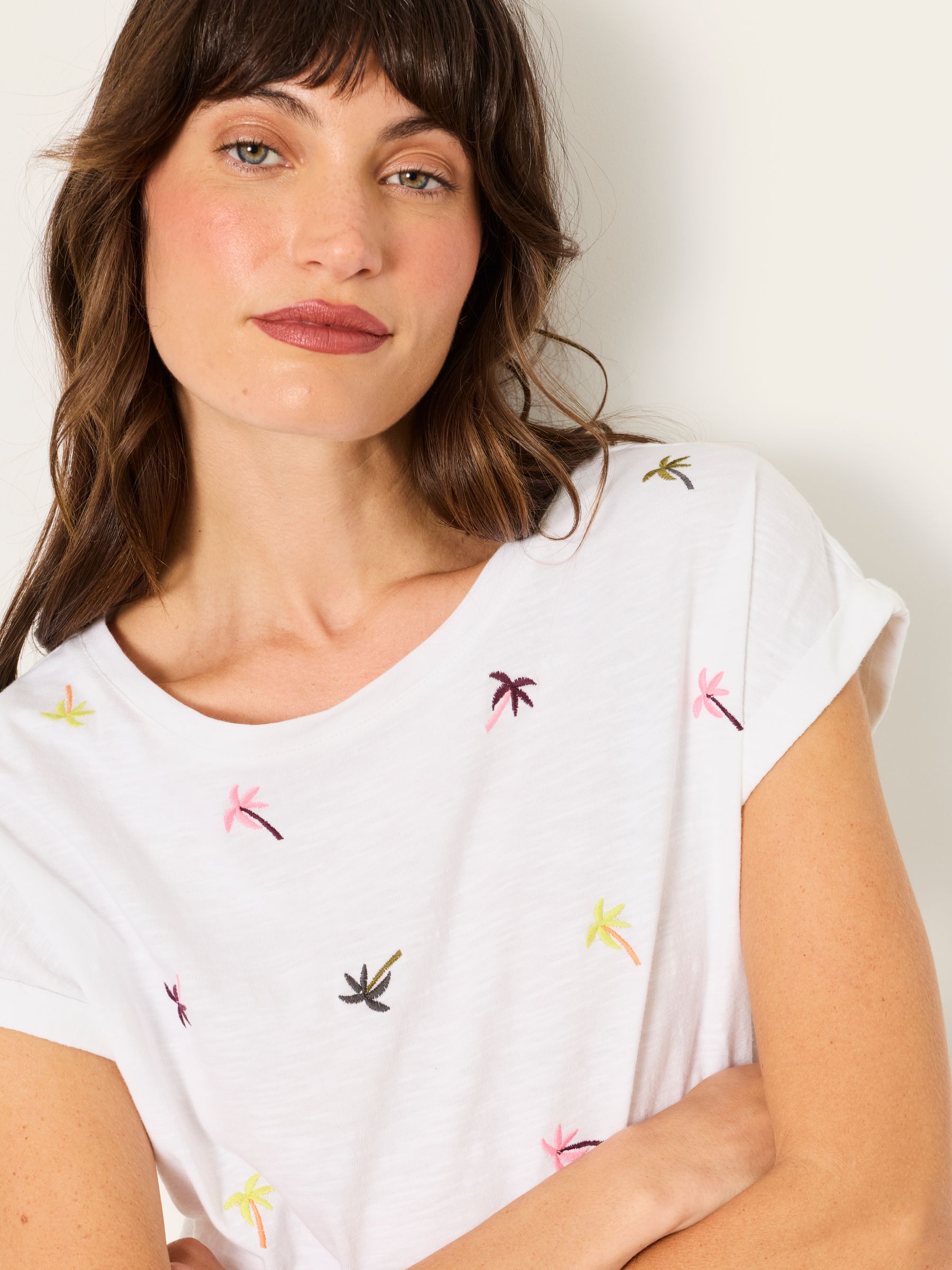 Ivy White Embroidered Palm Tree T Shirt - Image 3 of 5