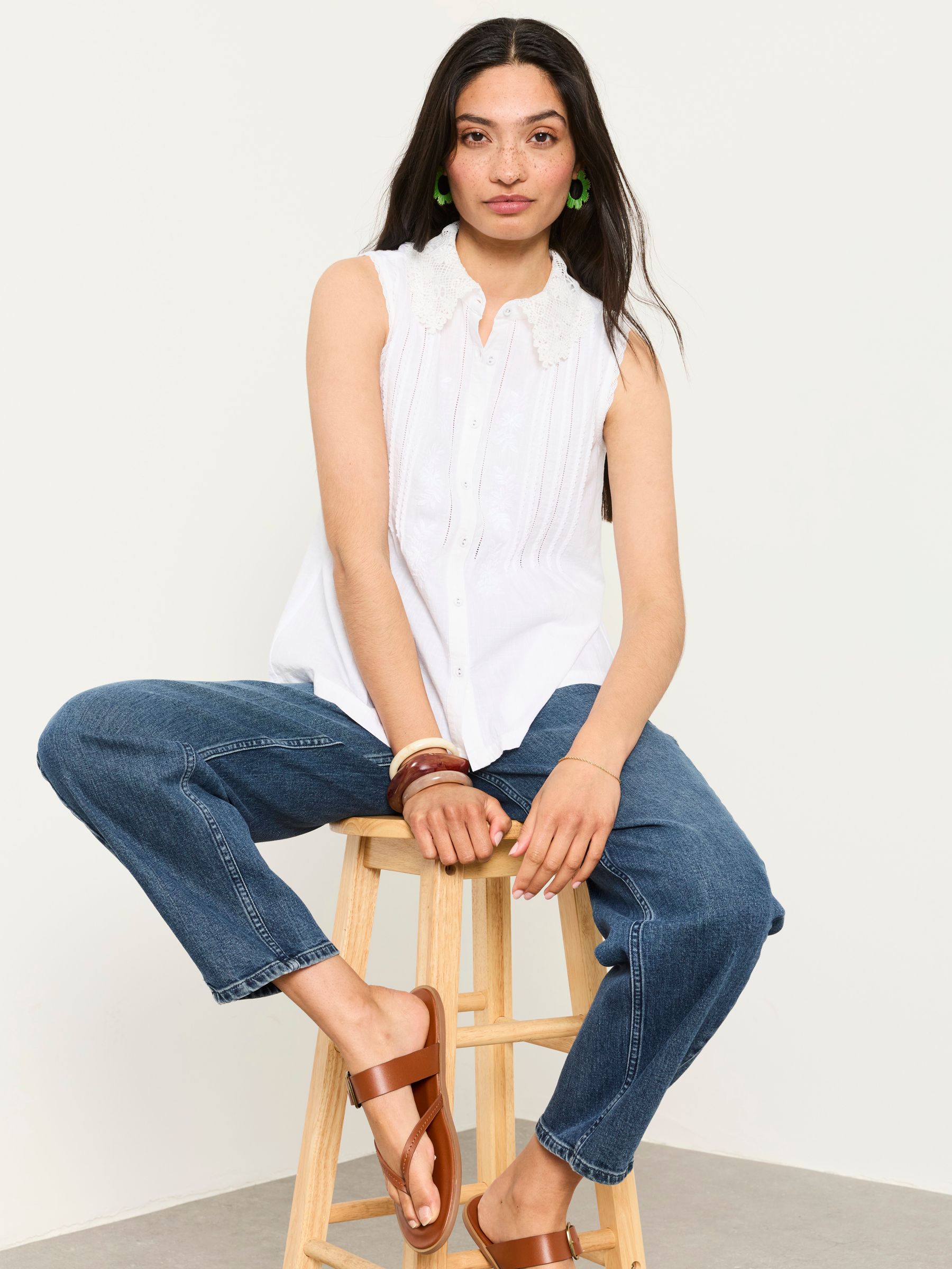 Sarah White Sleeveless Jersey Shirt - Image 5 of 5 Sarah White Sleeveless Jersey Shirt - Image 5 of 5