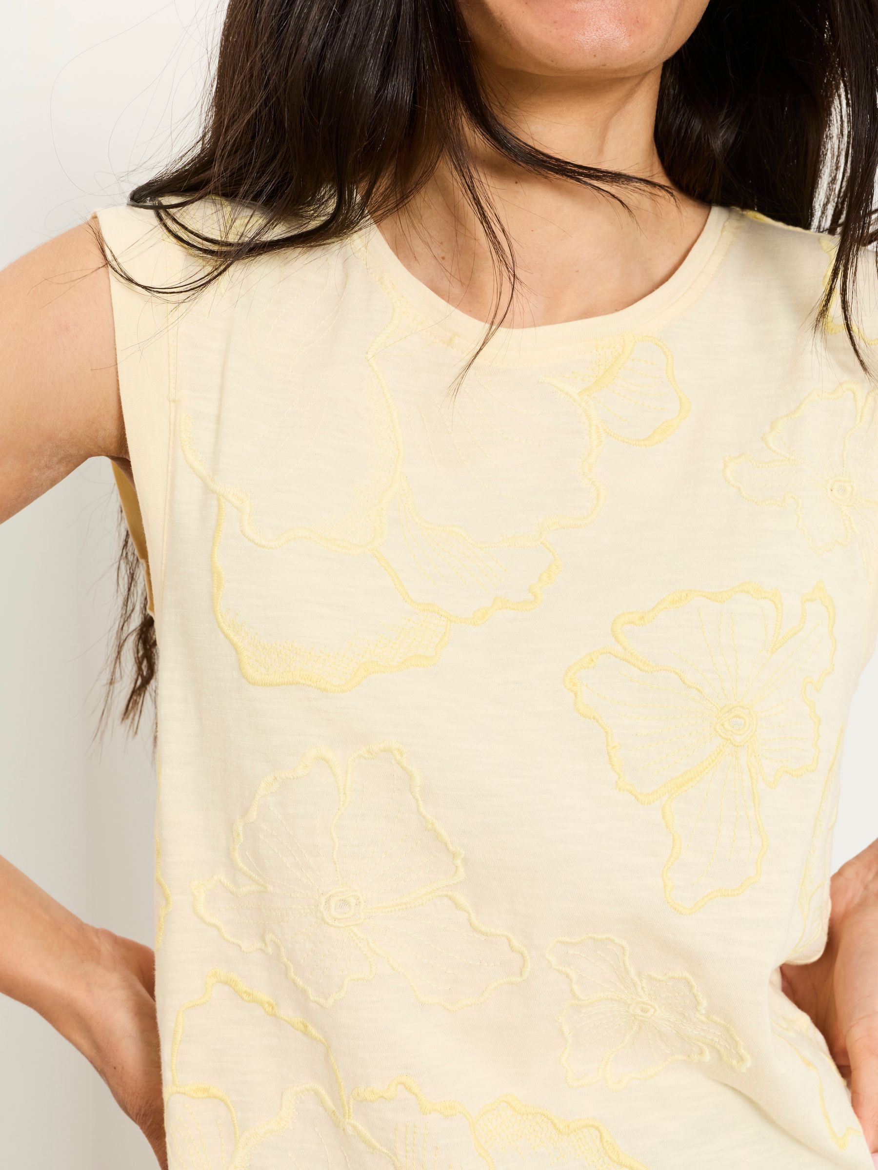 Tia Yellow Embroidered Sleeveless Tank Top - Image 3 of 5