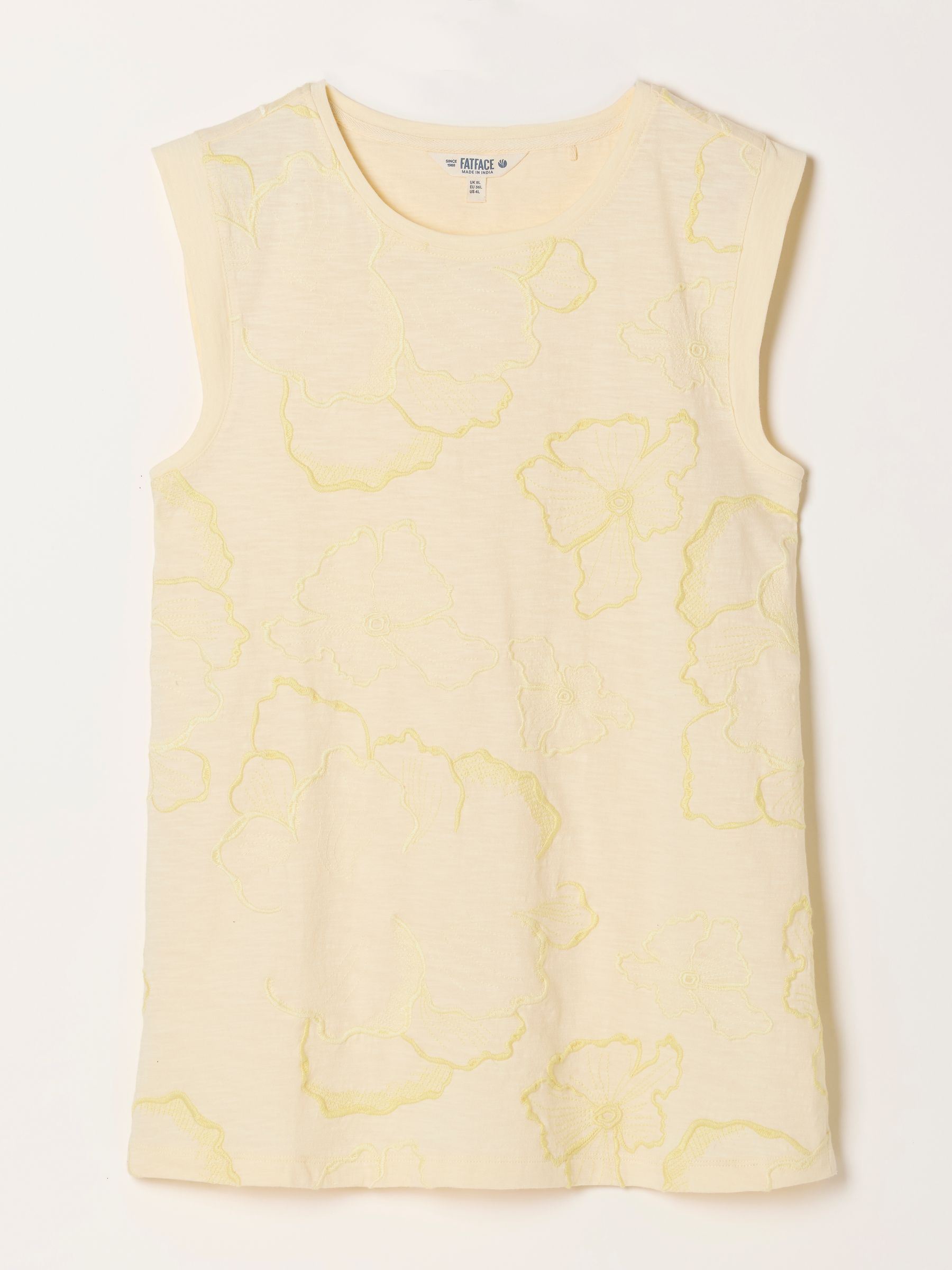 Tia Yellow Embroidered Sleeveless Tank Top - Image 5 of 5