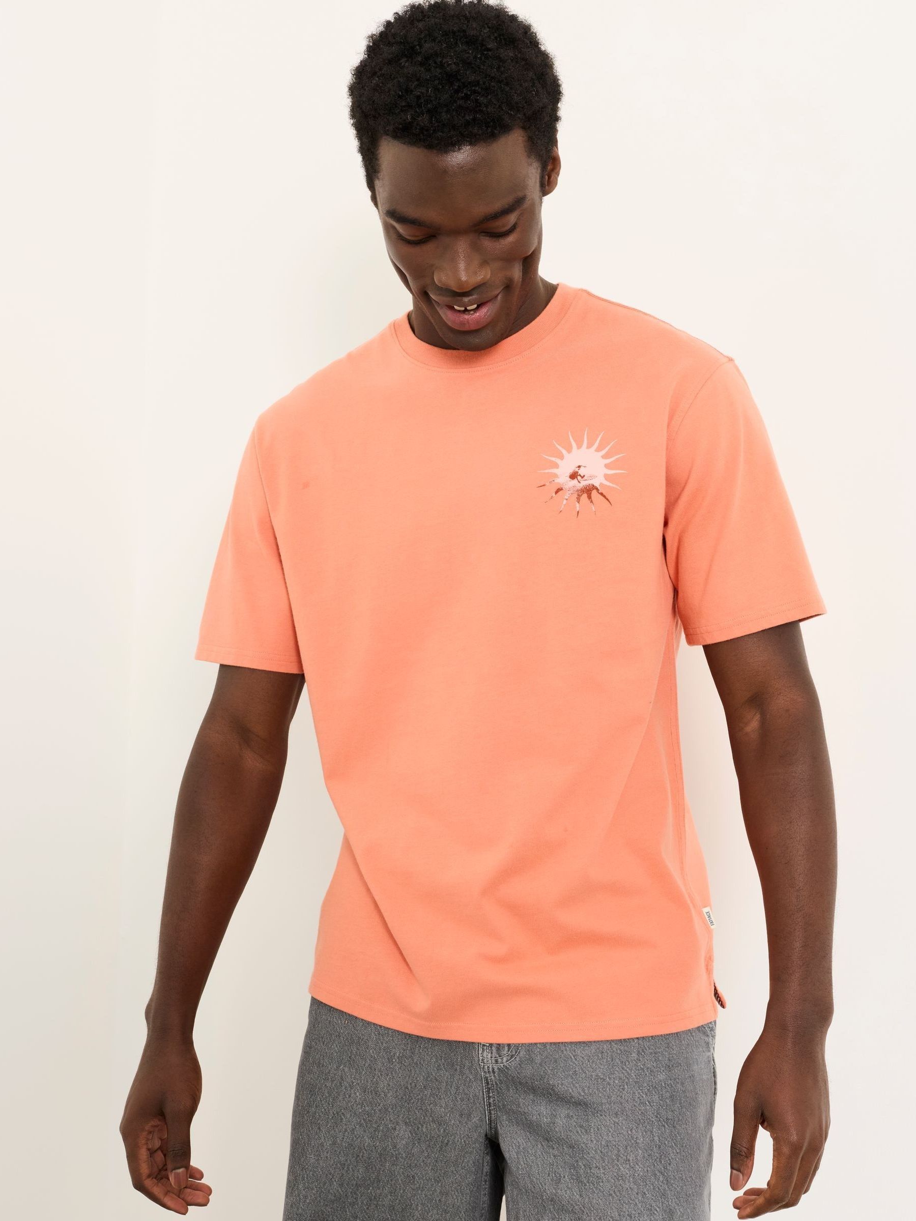 Relaxed Fit Coral Pink Life Is Swell Graphic Tshirt | FatFace USA