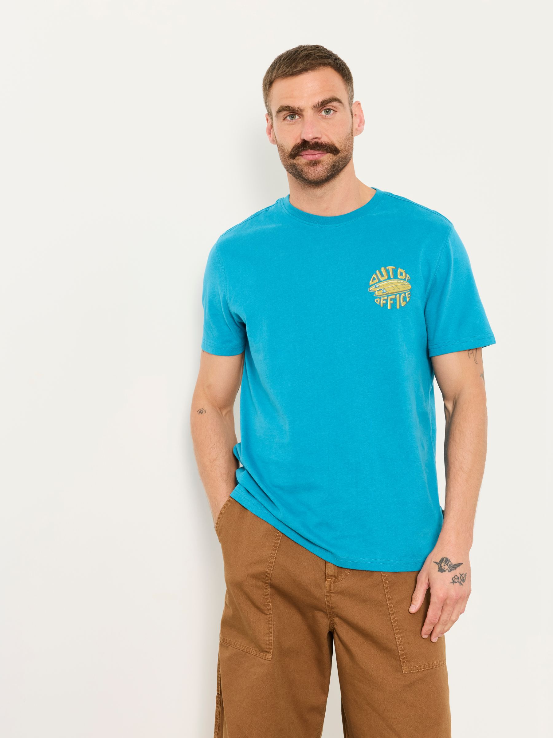 Teal Blue Out Of Office Graphic T-shirt - Image 2 of 7