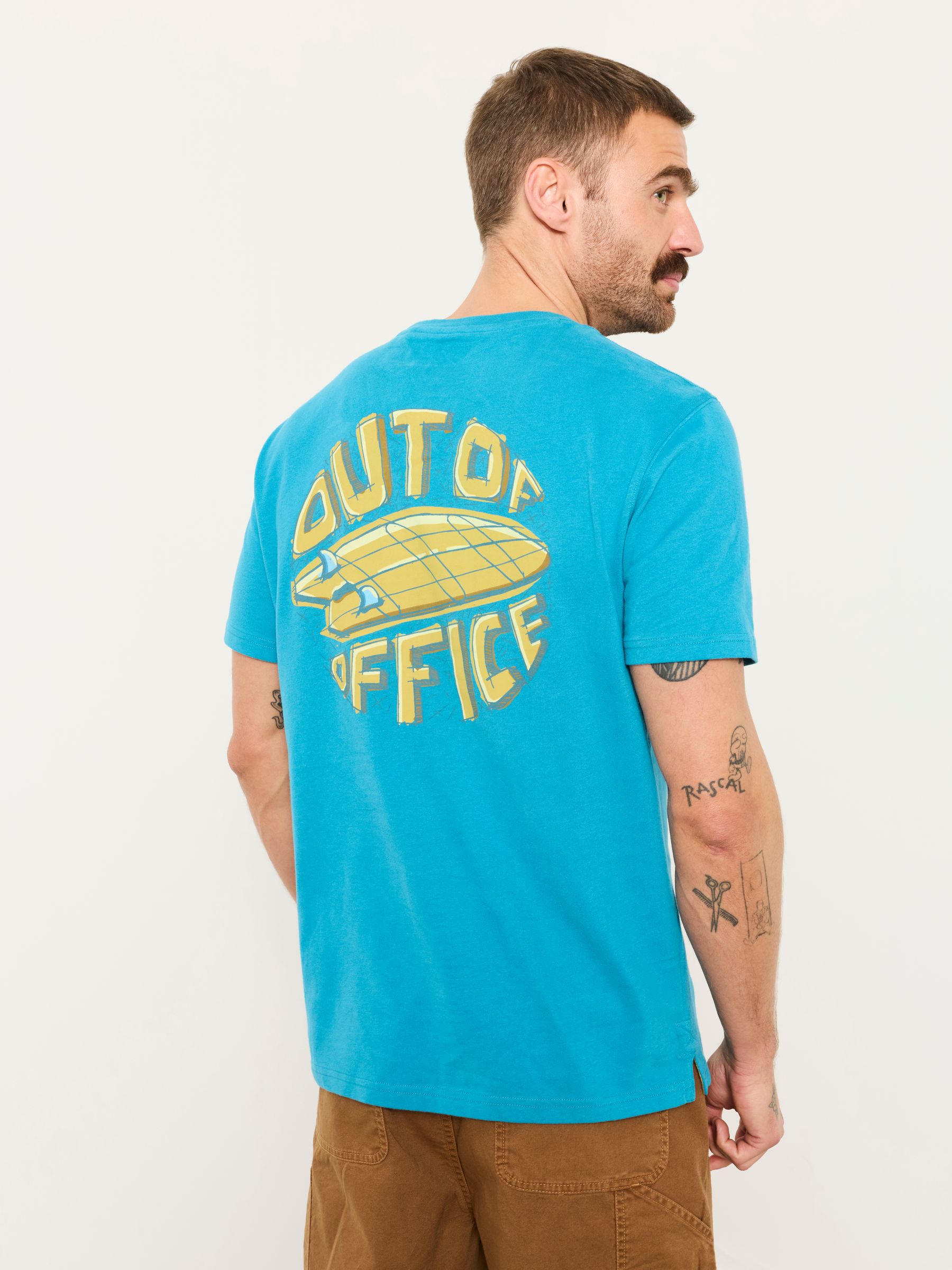Teal Blue Out Of Office Graphic T-shirt - Image 3 of 7