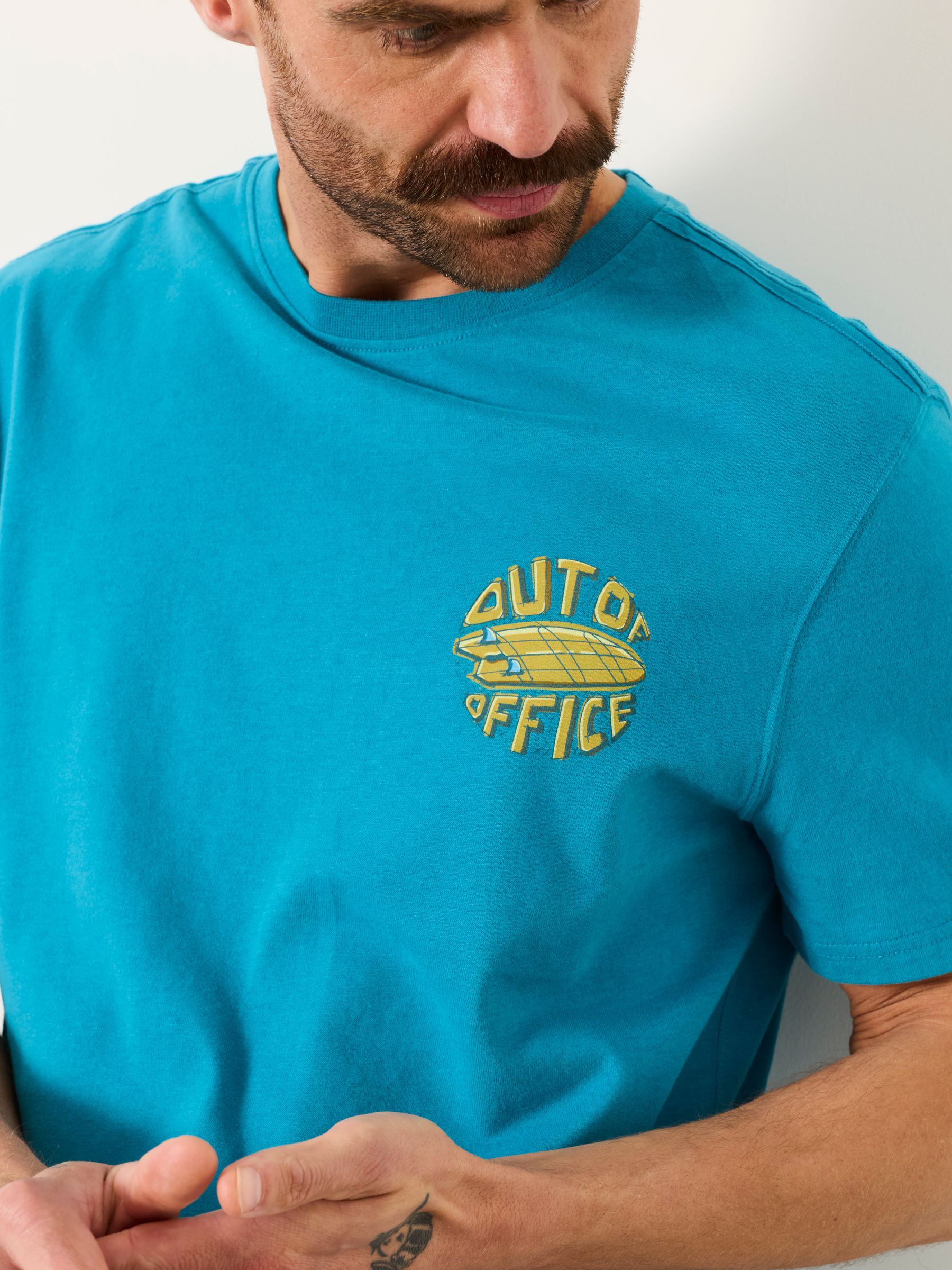 Teal Blue Out Of Office Graphic T-shirt - Image 4 of 7