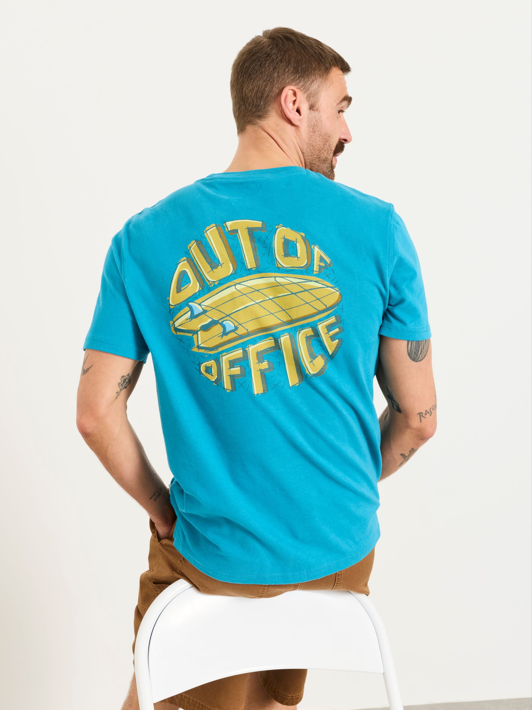 Teal Blue Out Of Office Graphic T-shirt - Image 5 of 7