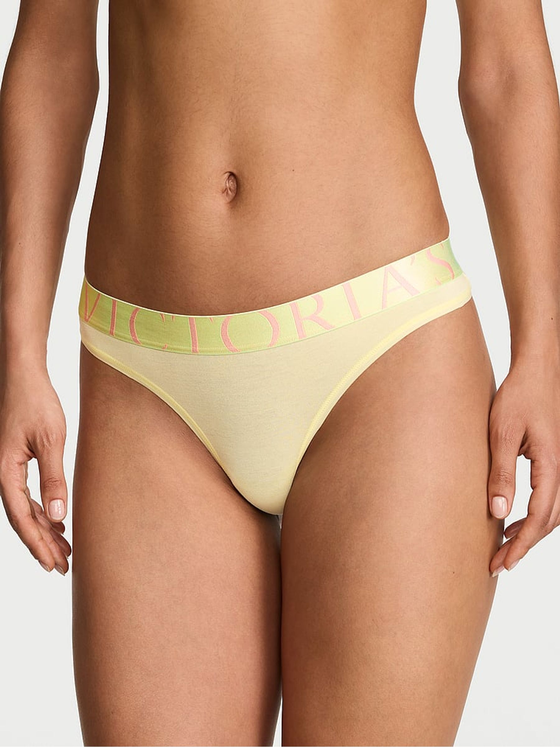 Lemonade Yellow Thong Exploded Logo Knickers - Image 1 of 2