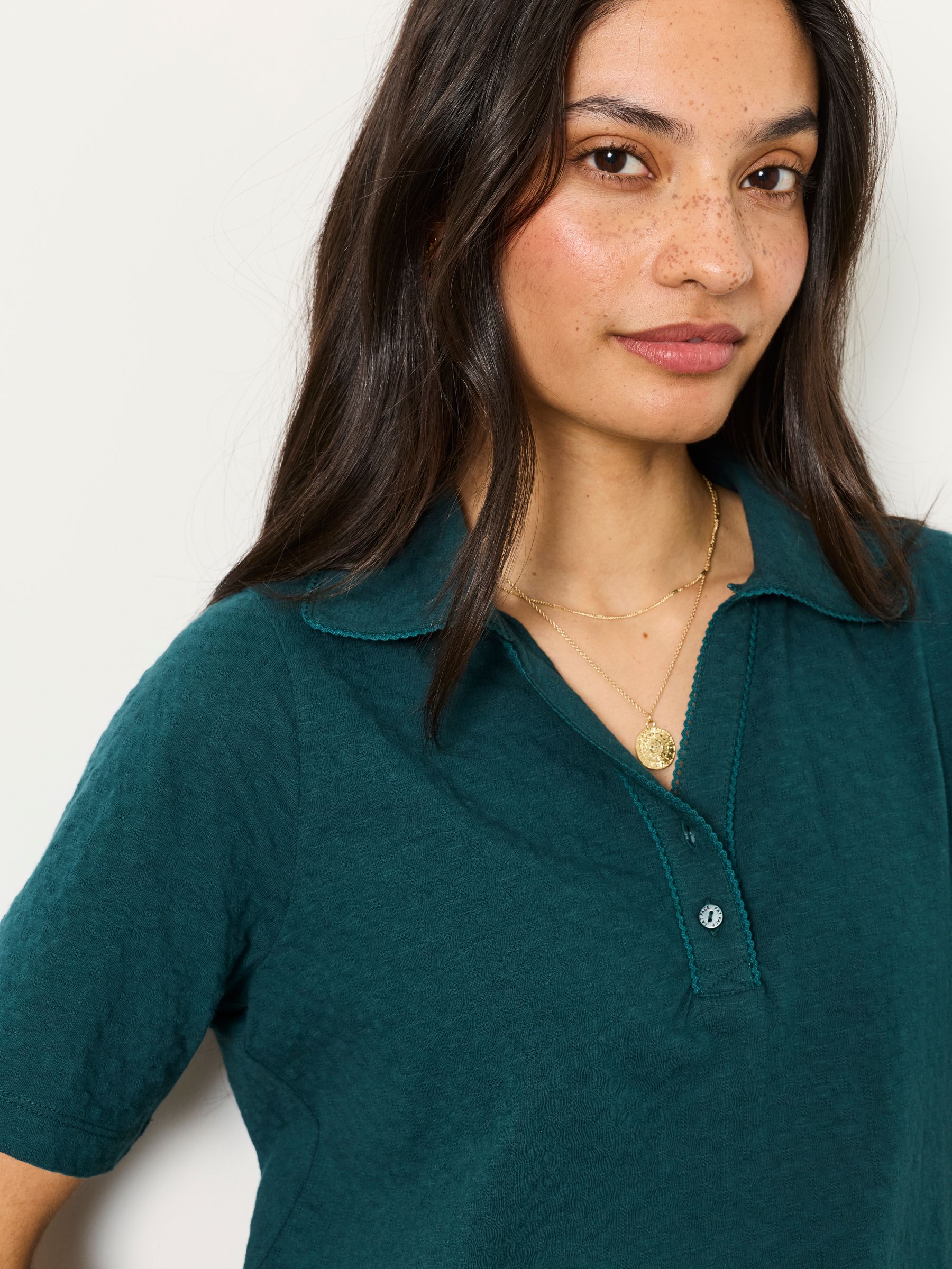 Short Sleeve Jersey Shirt in Teal Blue - Image 3 of 5