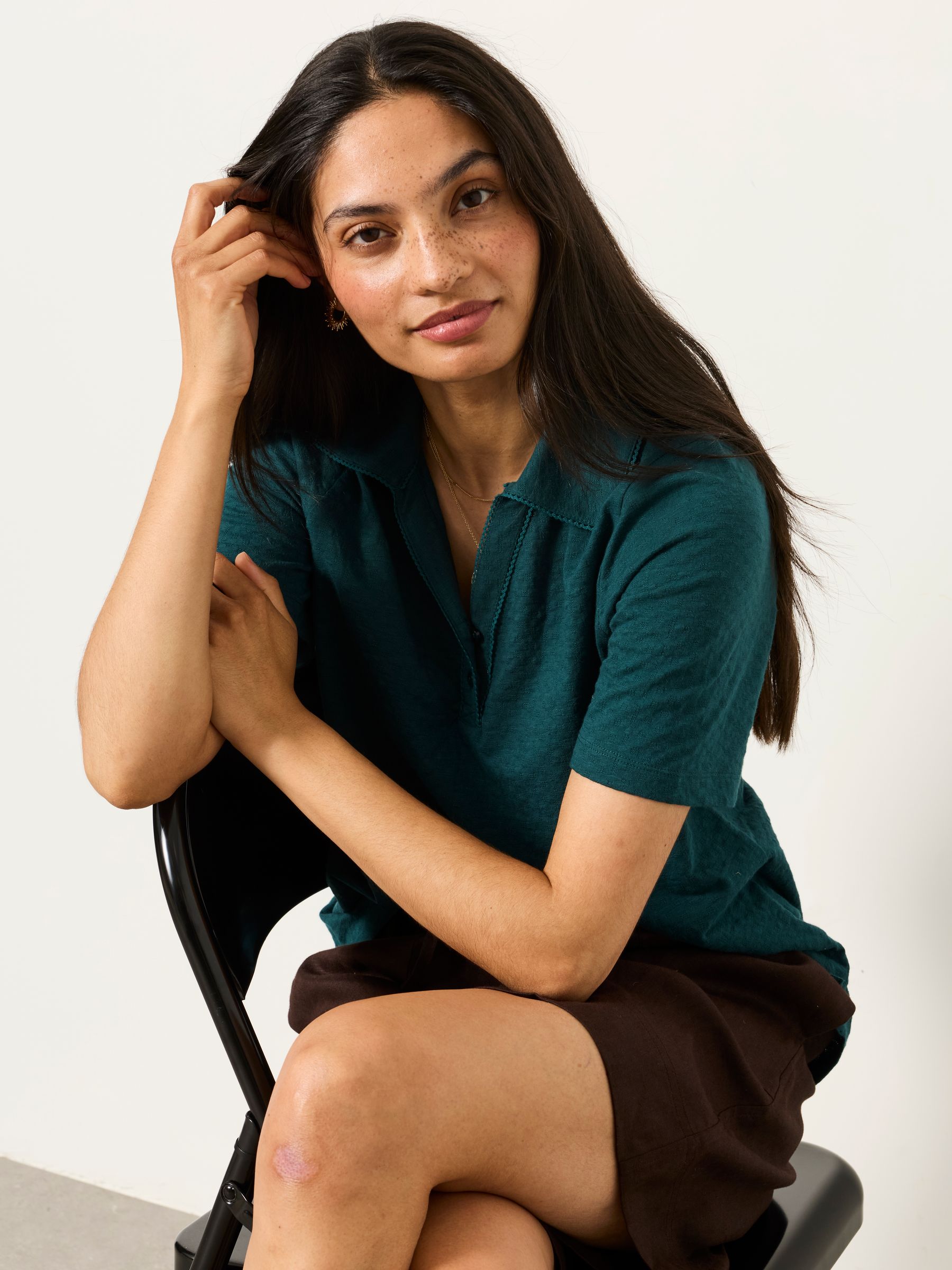 Short Sleeve Jersey Shirt in Teal Blue - Image 4 of 5