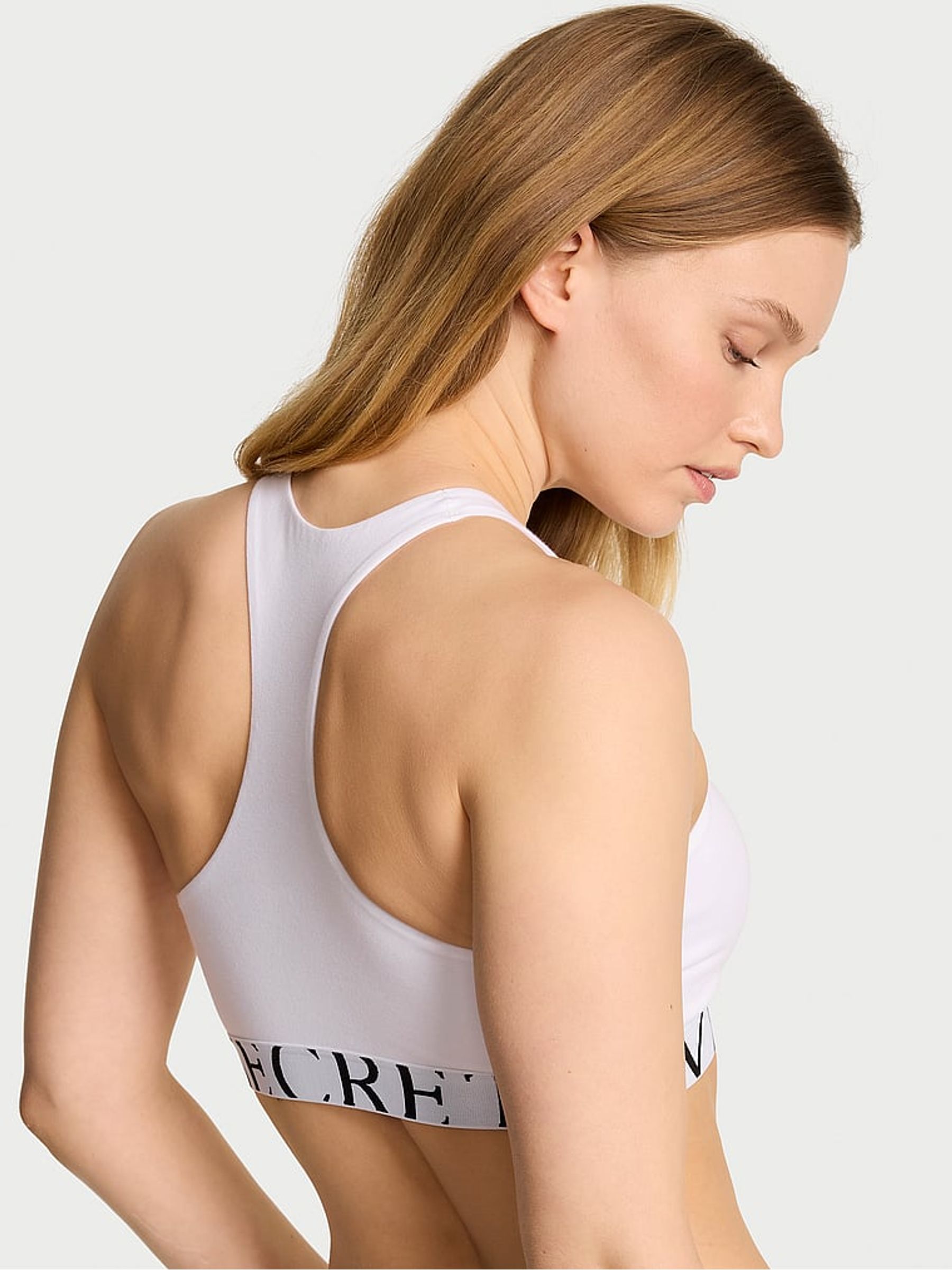 White Cotton Exploded Logo High Neck Bralette - Image 2 of 2