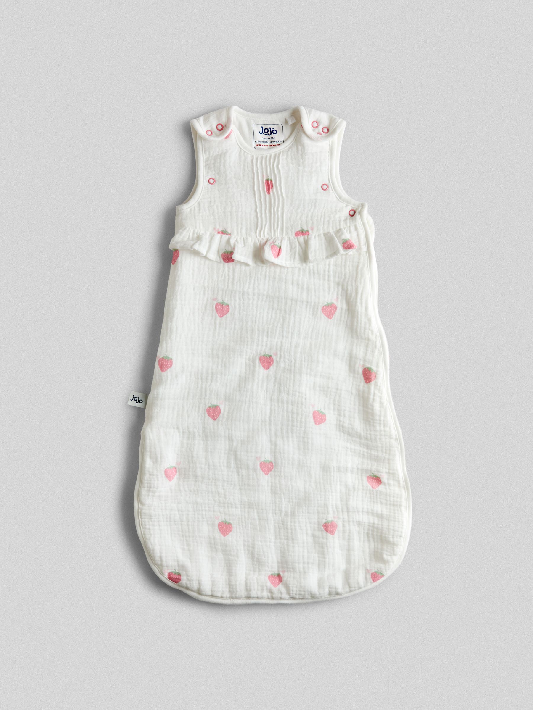 White Strawberry Print Muslin Sleep Bag - Image 2 of 4