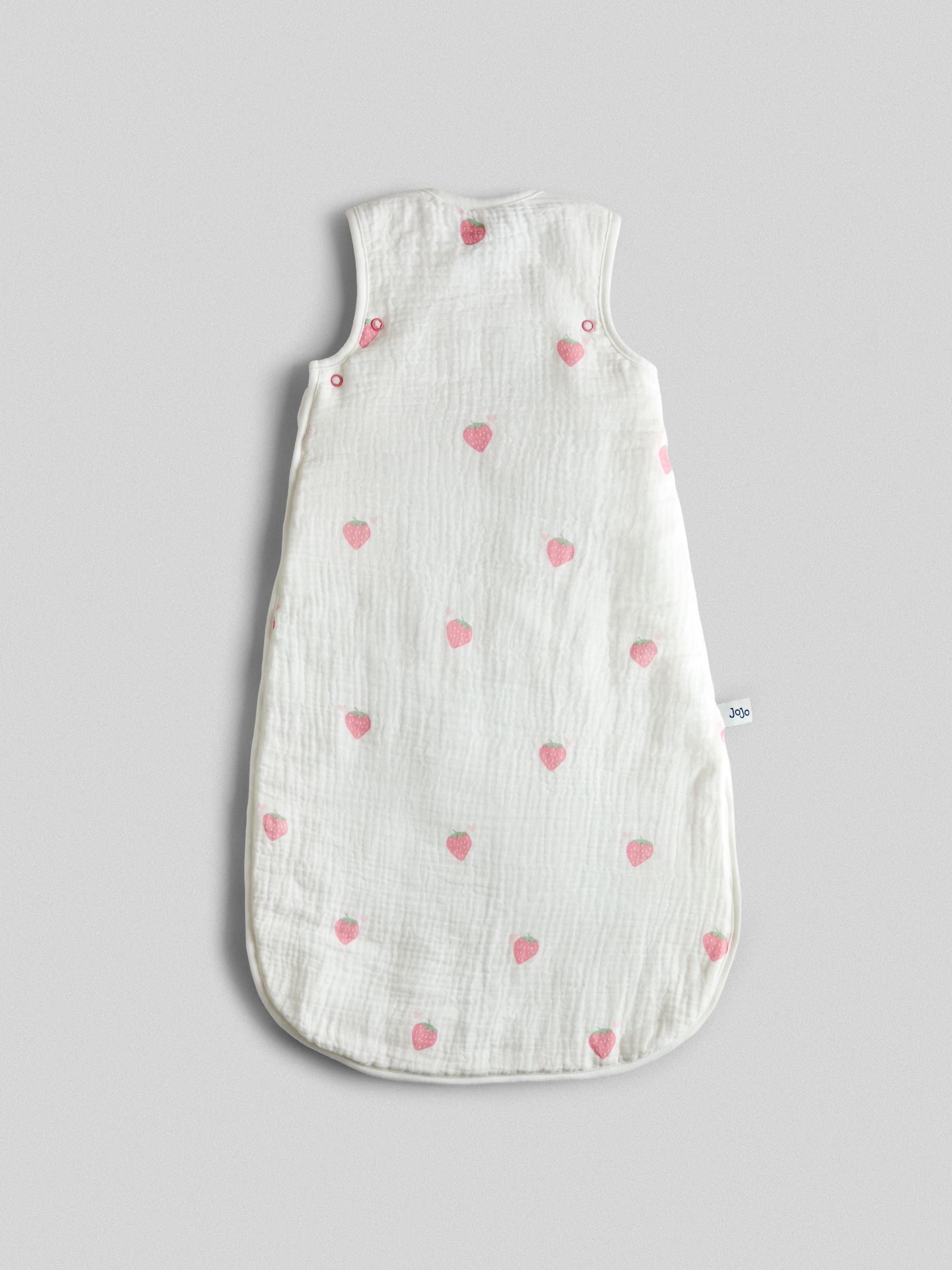 White Strawberry Print Muslin Sleep Bag - Image 3 of 4
