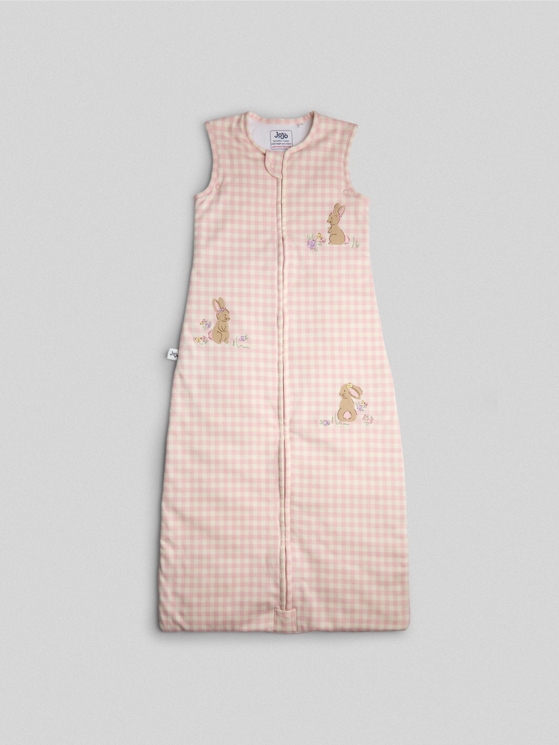 Pink Gingham Bunny Applique 1.5 Tog Toddler Sleeping Bag - Image 1 of 5