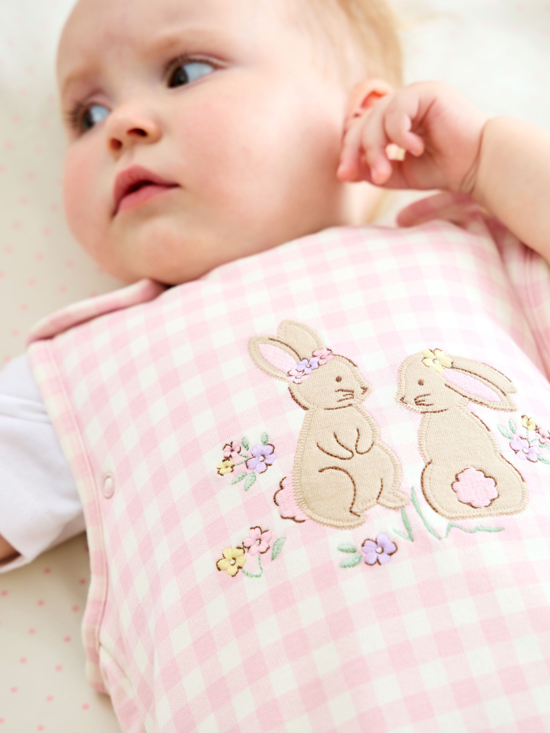 Pink Gingham Bunny Applique 1.5 Tog Baby Sleeping Bag - Image 1 of 5