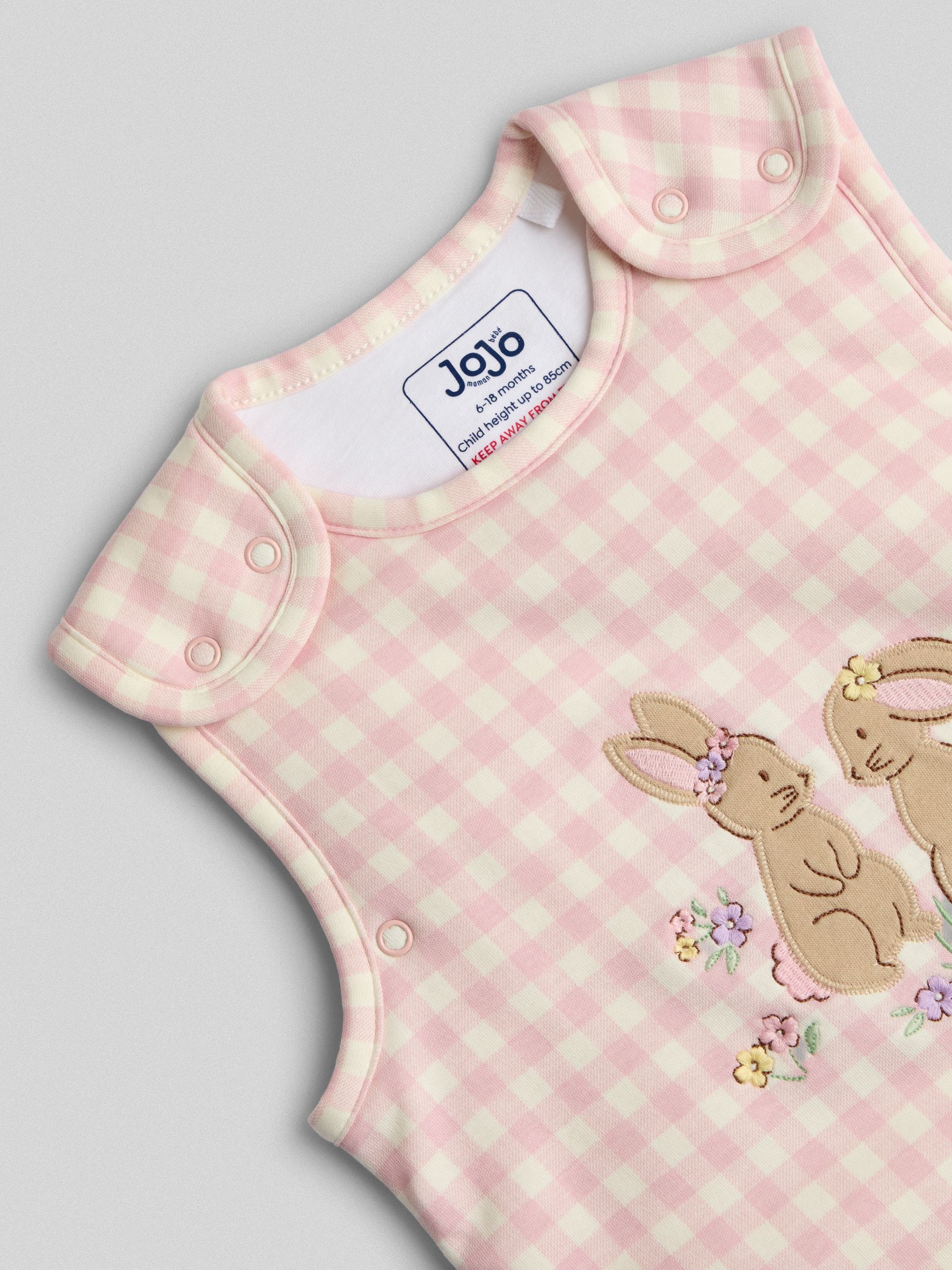 Pink Gingham Bunny Applique 1.5 Tog Baby Sleeping Bag - Image 4 of 5