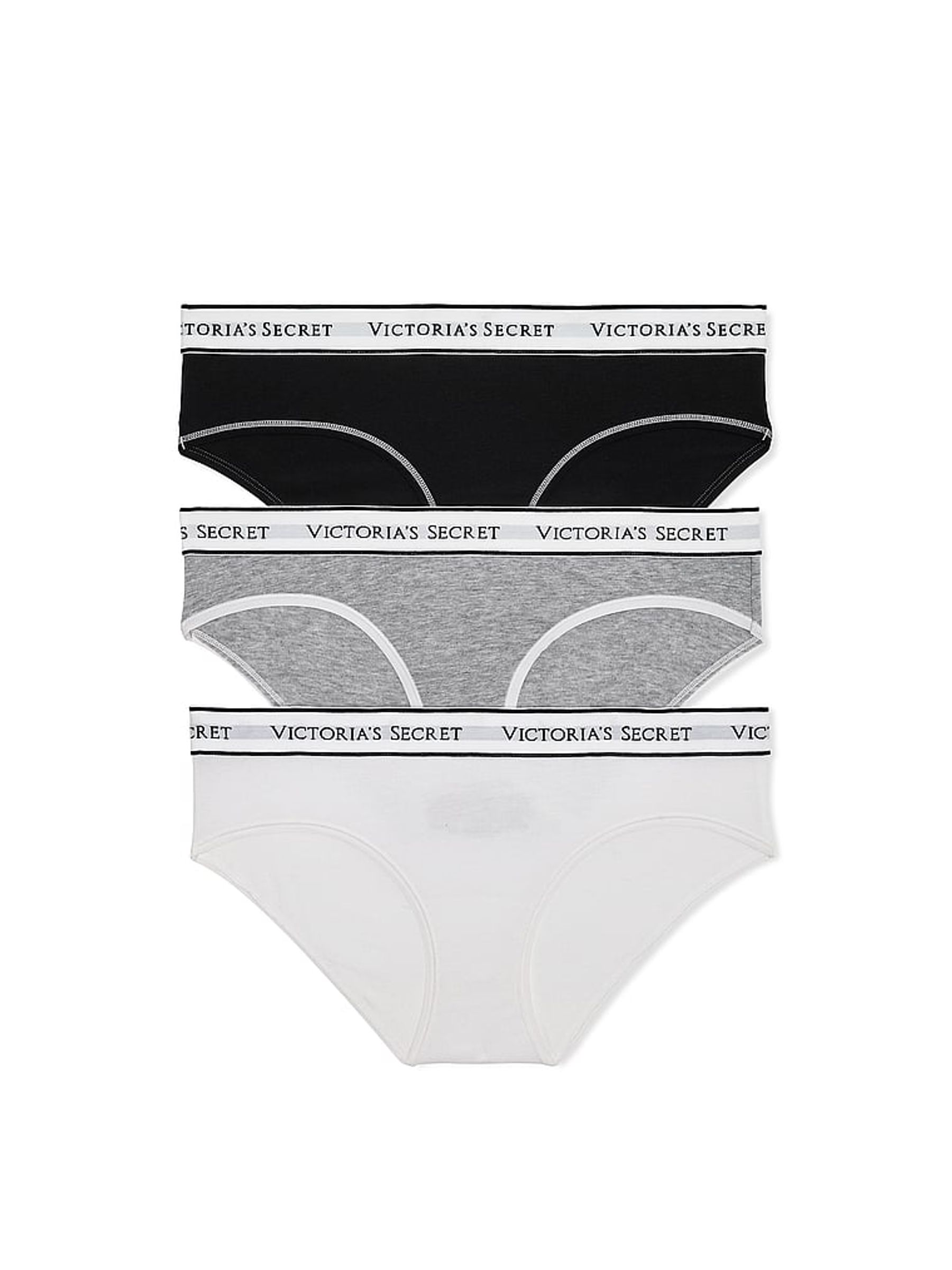 Black/Grey/White Hipster 3 Pack Logo Knickers - Image 1 of 1