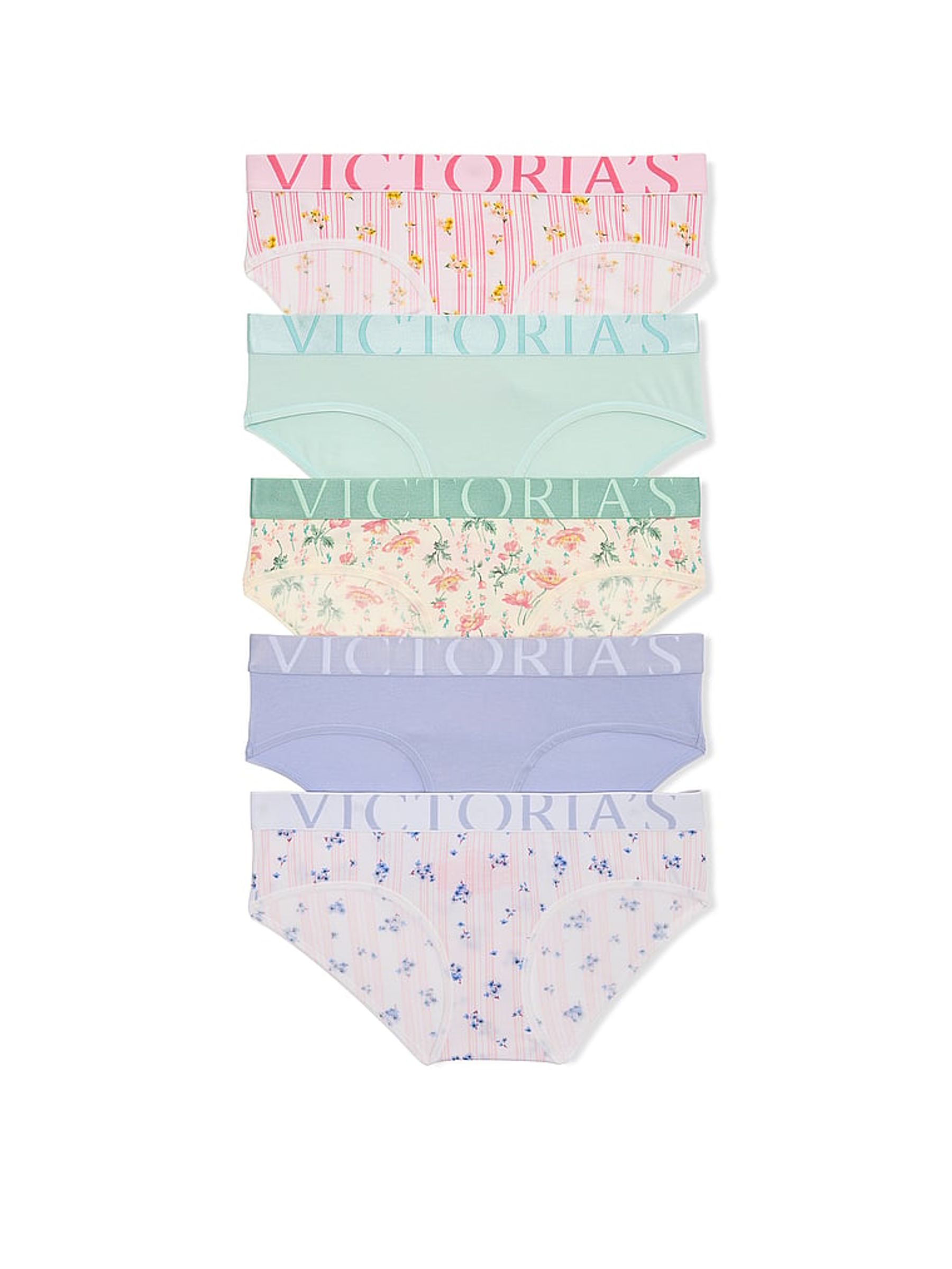 Yellow/White/Purple/Blue Hipster Exploded Logo Knickers 5 Pack - Image 1 of 1