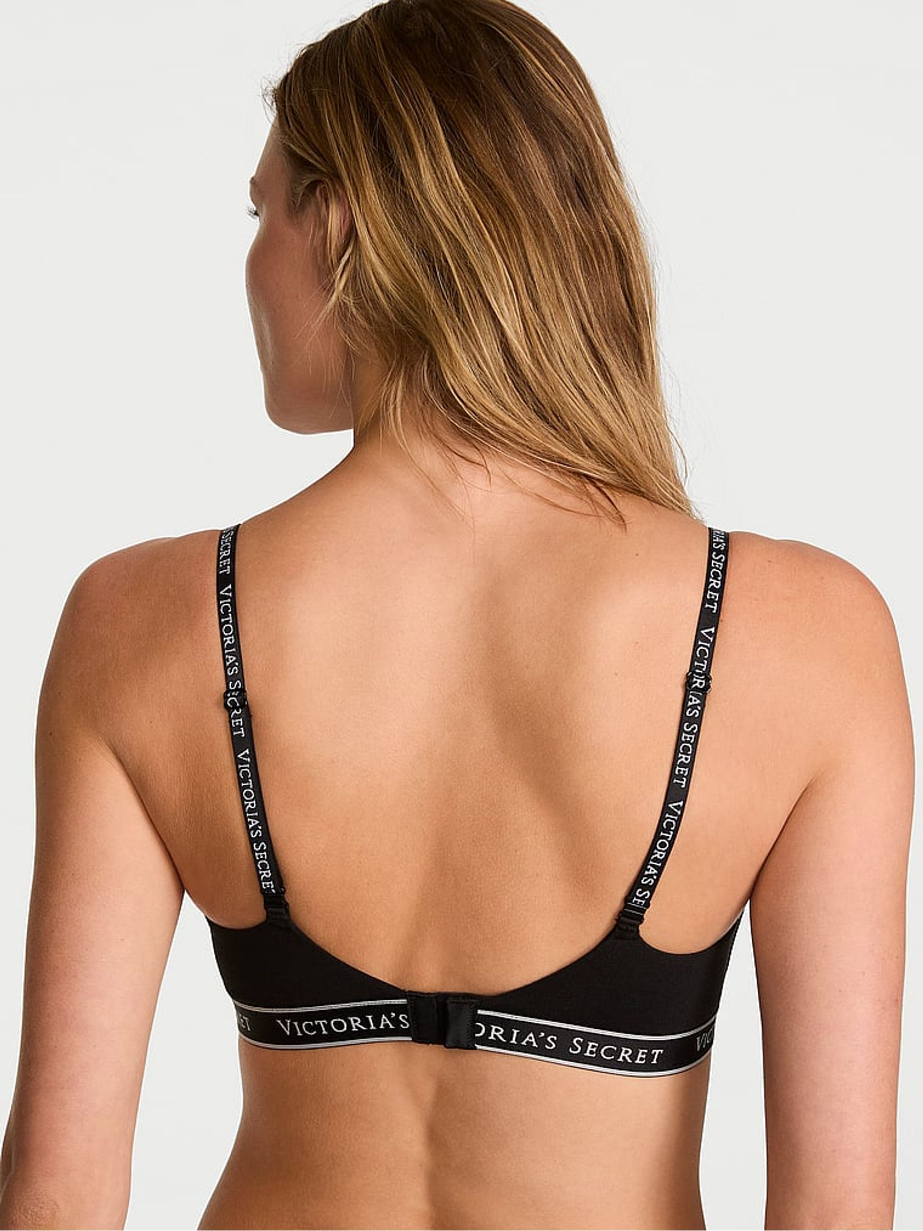 Black Lightly Lined Non Wired Cotton Logo Bra - Image 2 of 2