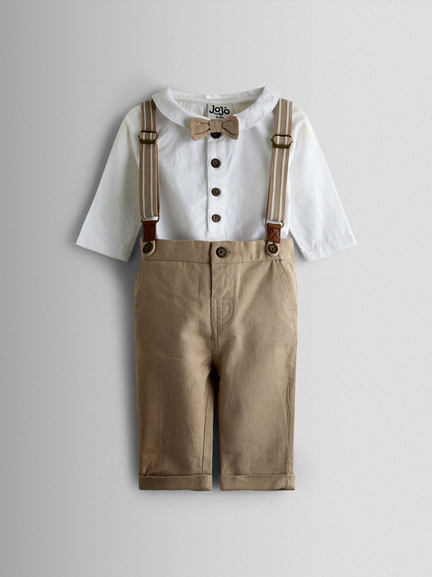 Natural 4-Piece Body & Trouser Set With Bow Tie & Braces - Image 1 of 6